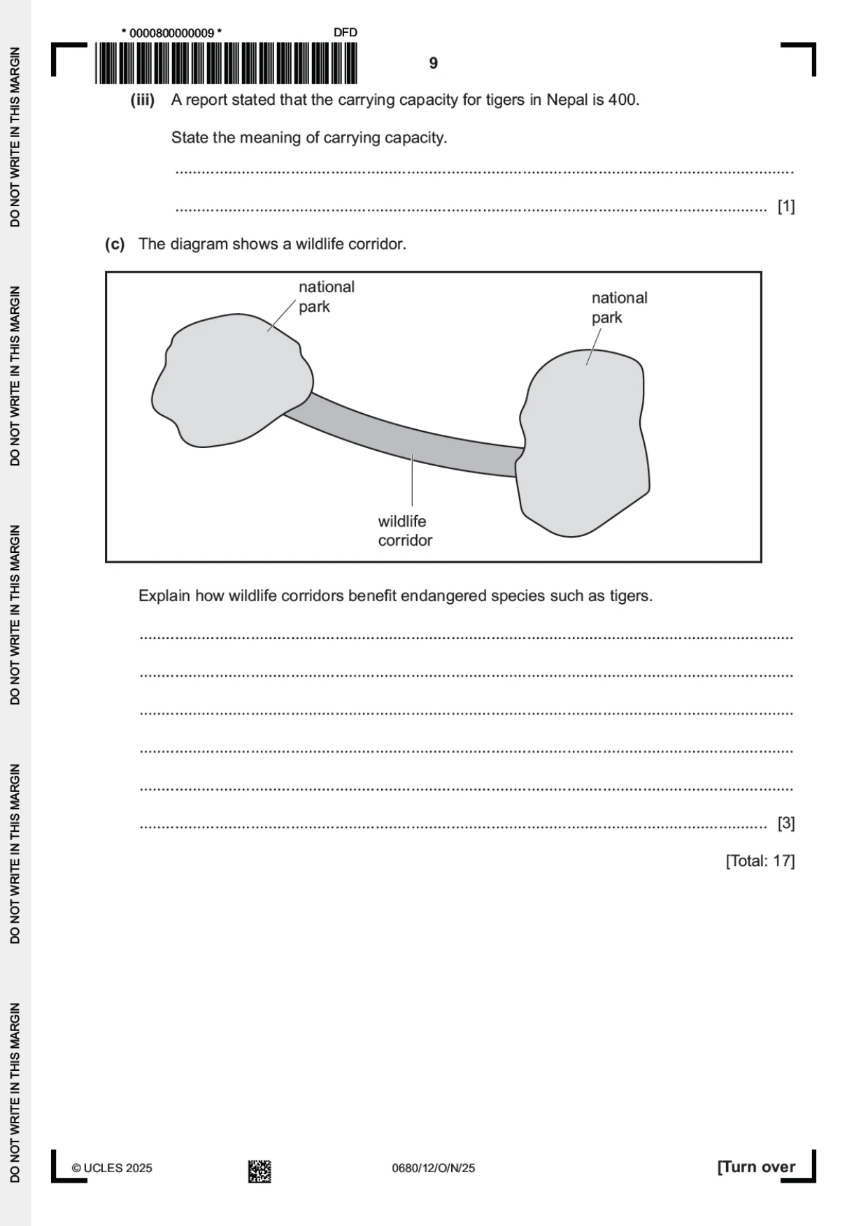 Cambridge IGCSE Environmental Management 0680 2025 Oct/Nov Paper 1 · Variant 2 question paper, page 9 of 20