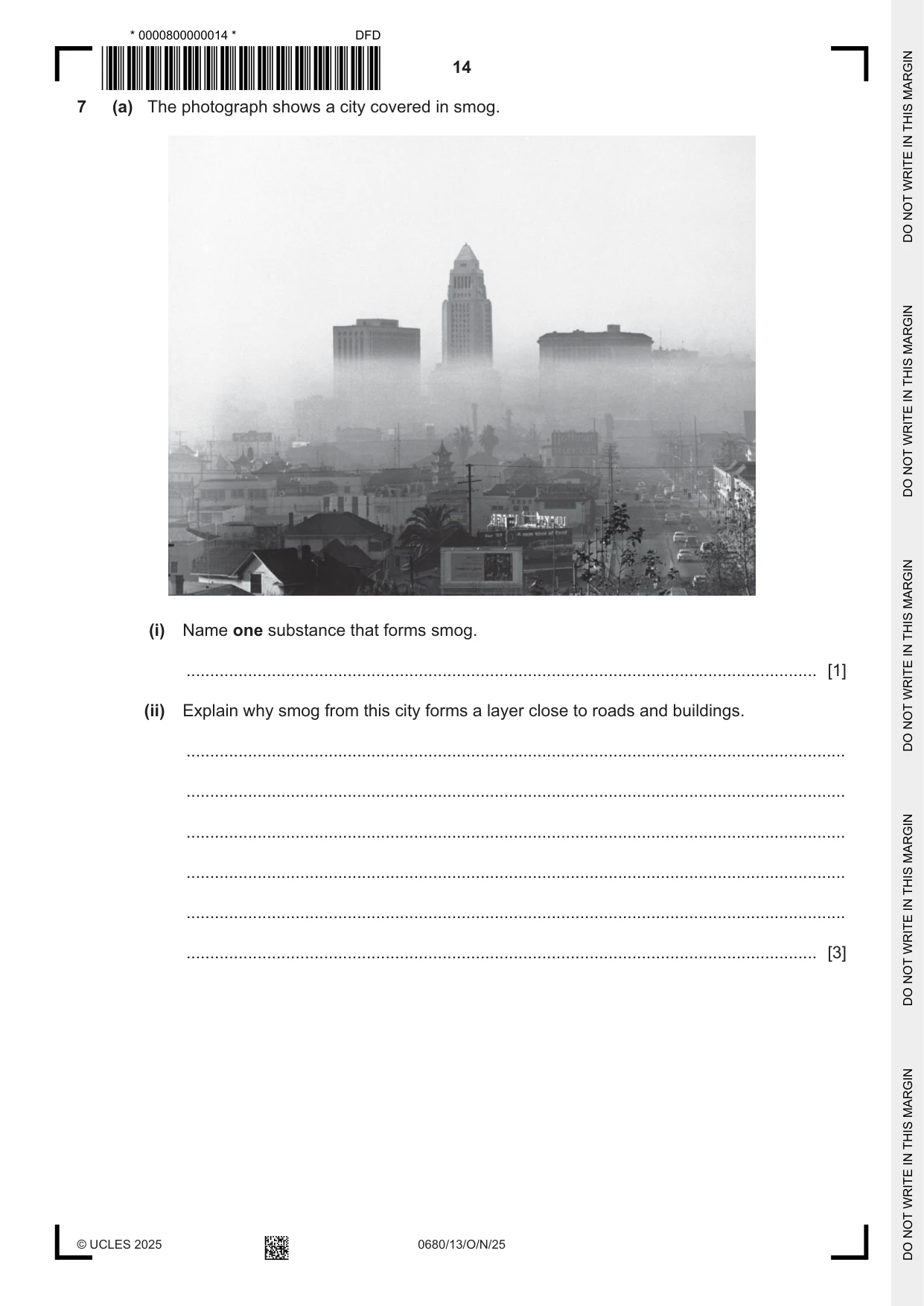 Cambridge IGCSE Environmental Management 0680 2025 Oct/Nov Paper 1 · Variant 3 question paper, page 14 of 20