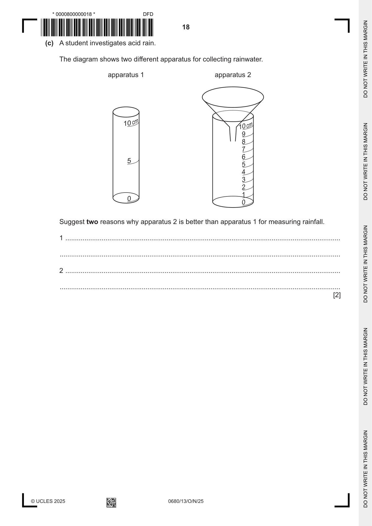 Cambridge IGCSE Environmental Management 0680 2025 Oct/Nov Paper 1 · Variant 3 question paper, page 18 of 20