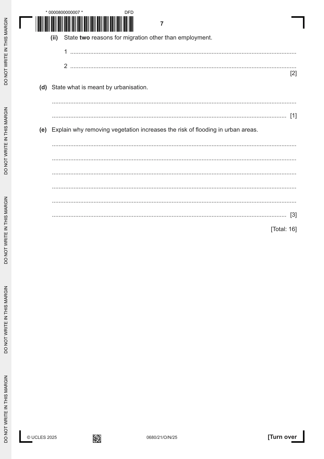 Cambridge IGCSE Environmental Management 0680 2025 Oct/Nov Paper 2 · Variant 1 question paper, page 7 of 24