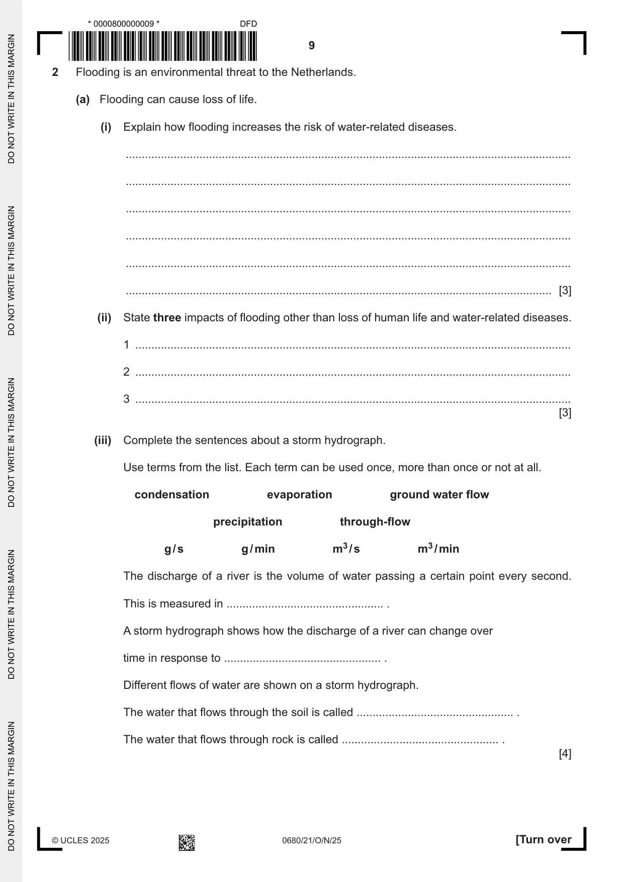Cambridge IGCSE Environmental Management 0680 2025 Oct/Nov Paper 2 · Variant 1 question paper, page 9 of 24