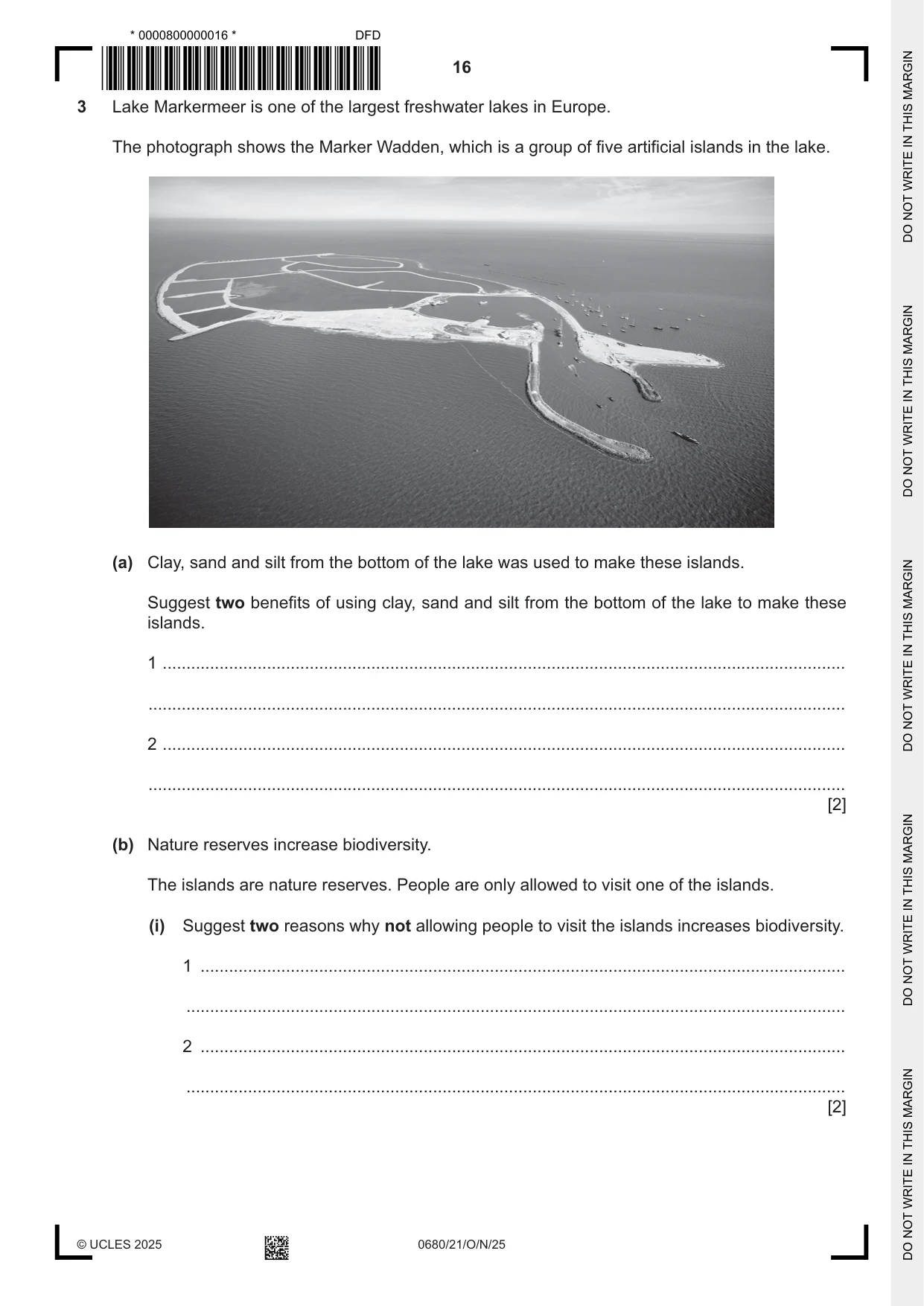 Cambridge IGCSE Environmental Management 0680 2025 Oct/Nov Paper 2 · Variant 1 question paper, page 16 of 24