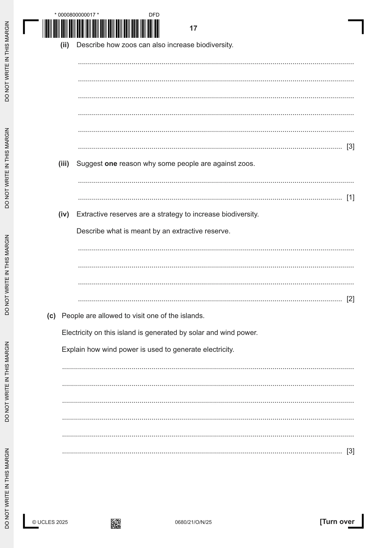 Cambridge IGCSE Environmental Management 0680 2025 Oct/Nov Paper 2 · Variant 1 question paper, page 17 of 24
