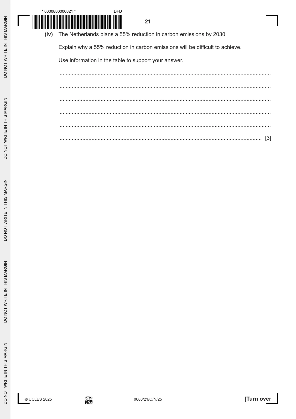 Cambridge IGCSE Environmental Management 0680 2025 Oct/Nov Paper 2 · Variant 1 question paper, page 21 of 24