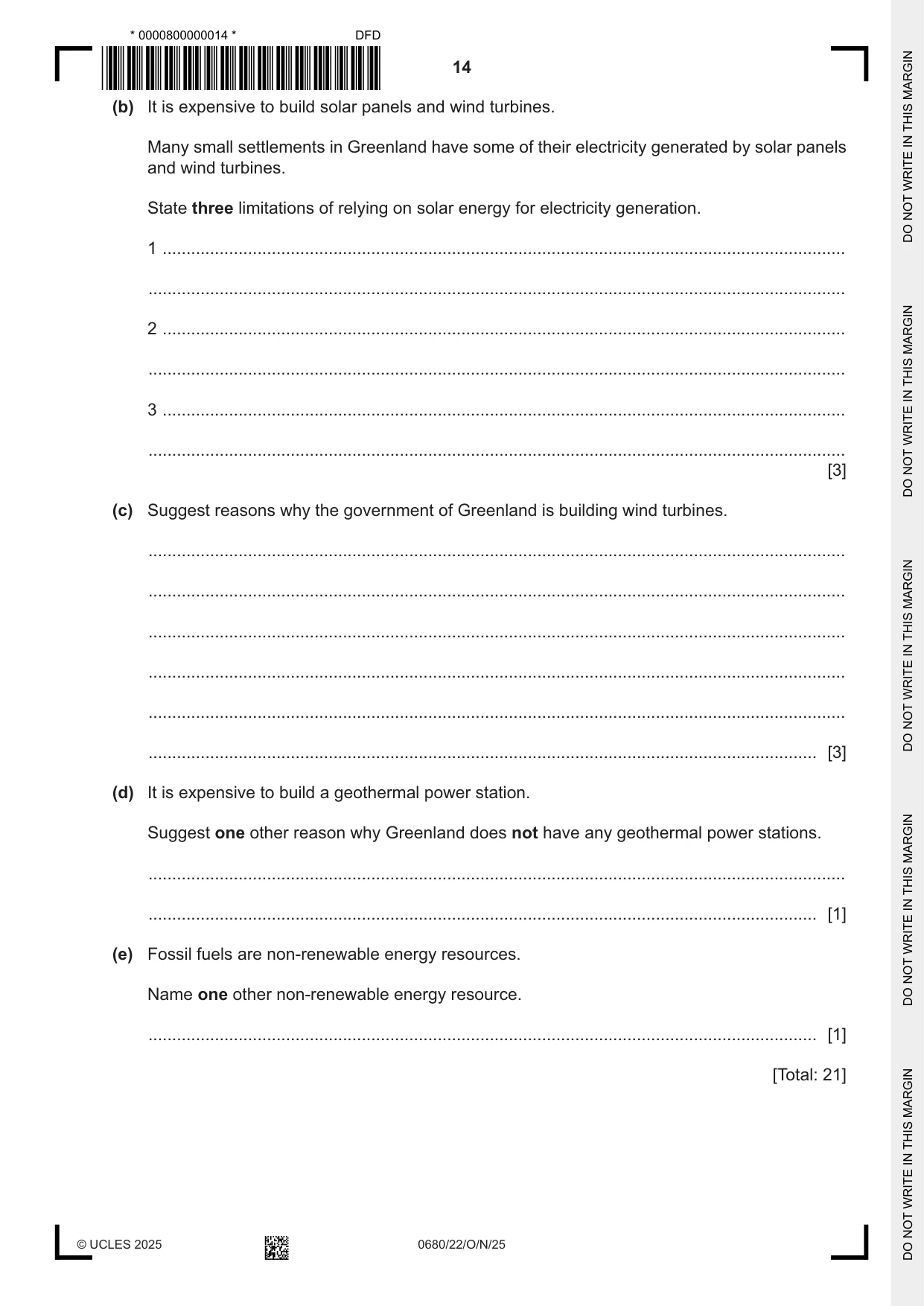 Cambridge IGCSE Environmental Management 0680 2025 Oct/Nov Paper 2 · Variant 2 question paper, page 14 of 20