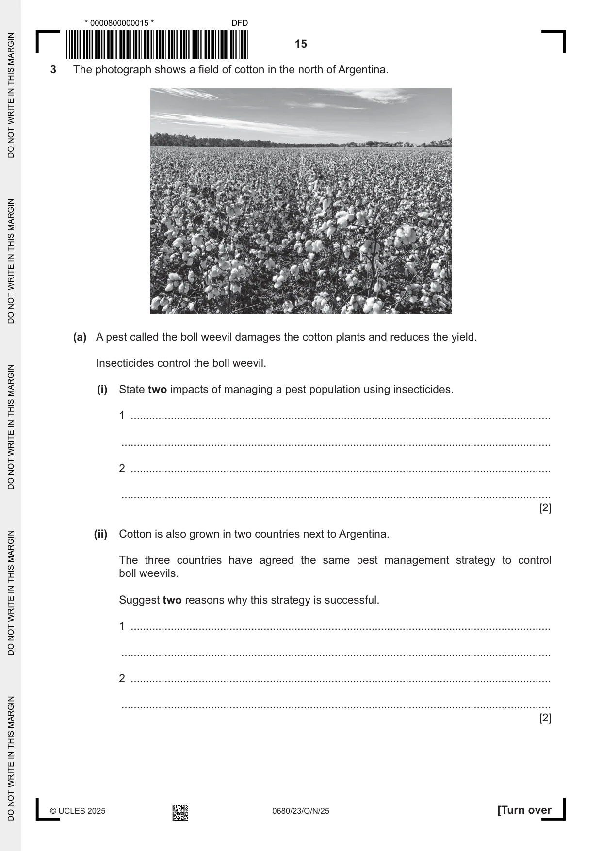 Cambridge IGCSE Environmental Management 0680 2025 Oct/Nov Paper 2 · Variant 3 question paper, page 15 of 20
