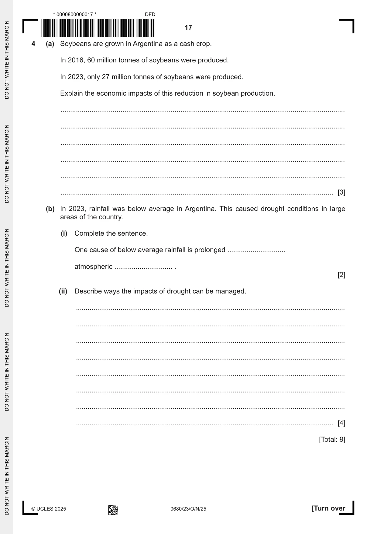 Cambridge IGCSE Environmental Management 0680 2025 Oct/Nov Paper 2 · Variant 3 question paper, page 17 of 20