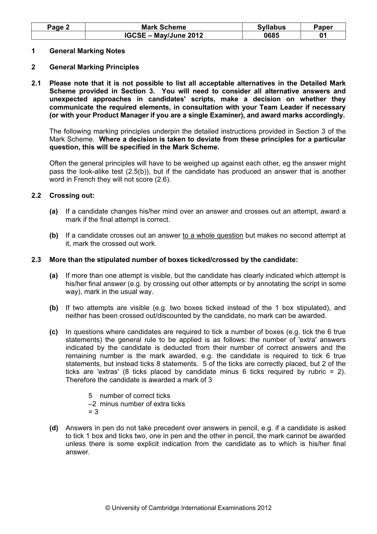 Mark scheme, page 2 of 11