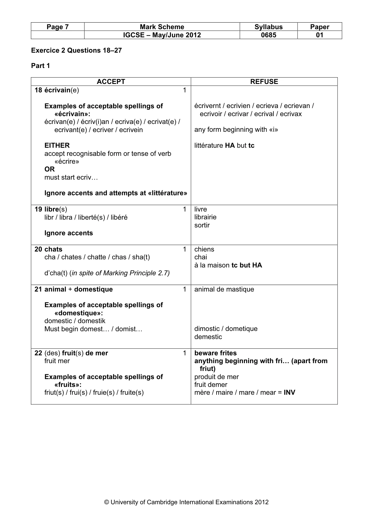 Mark scheme, page 7 of 11