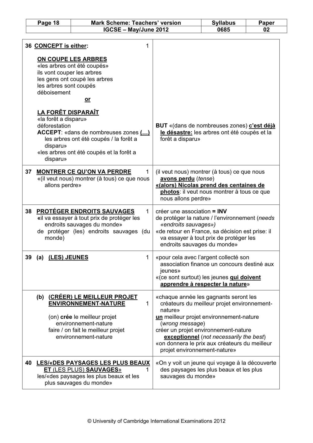 Mark scheme, page 18 of 19