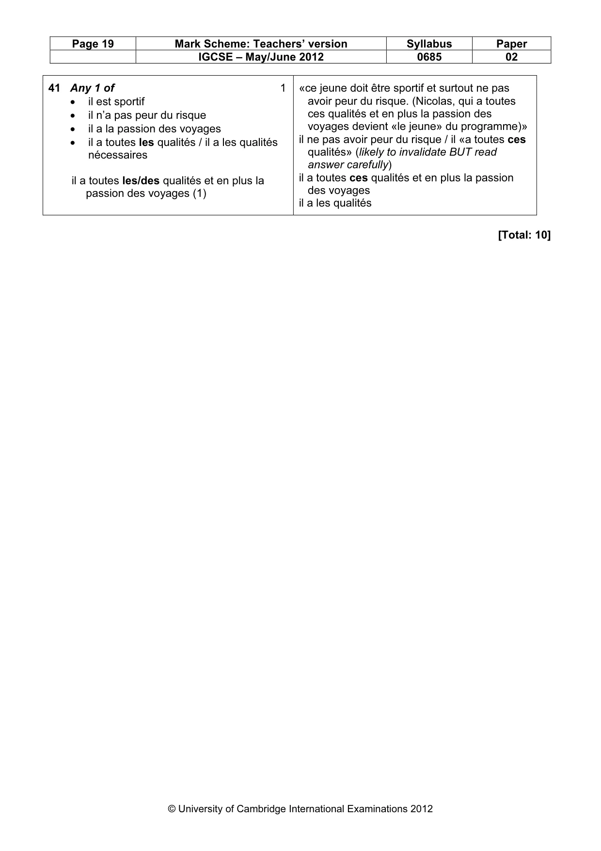 Mark scheme, page 19 of 19
