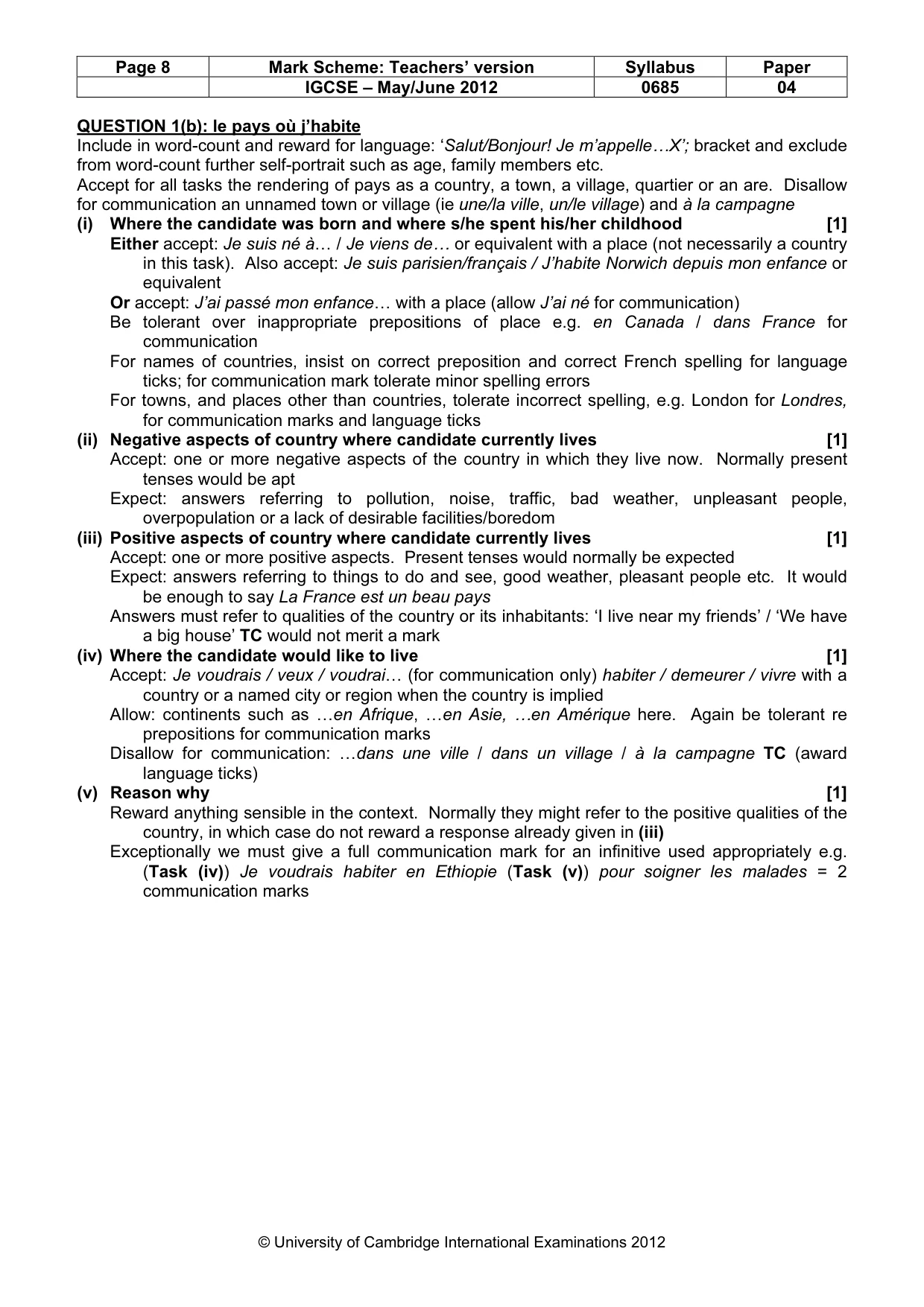 Mark scheme, page 8 of 23