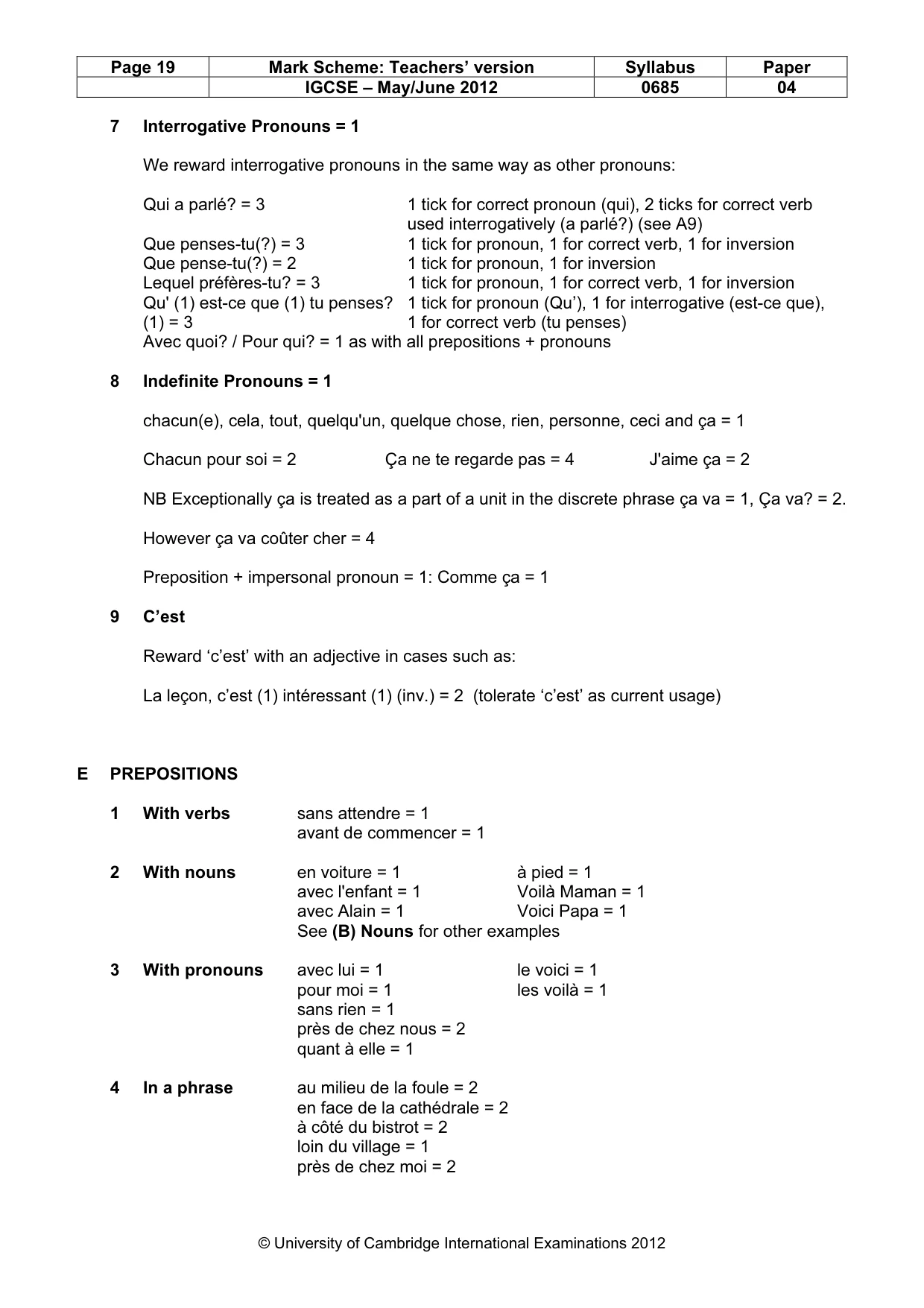 Mark scheme, page 19 of 23