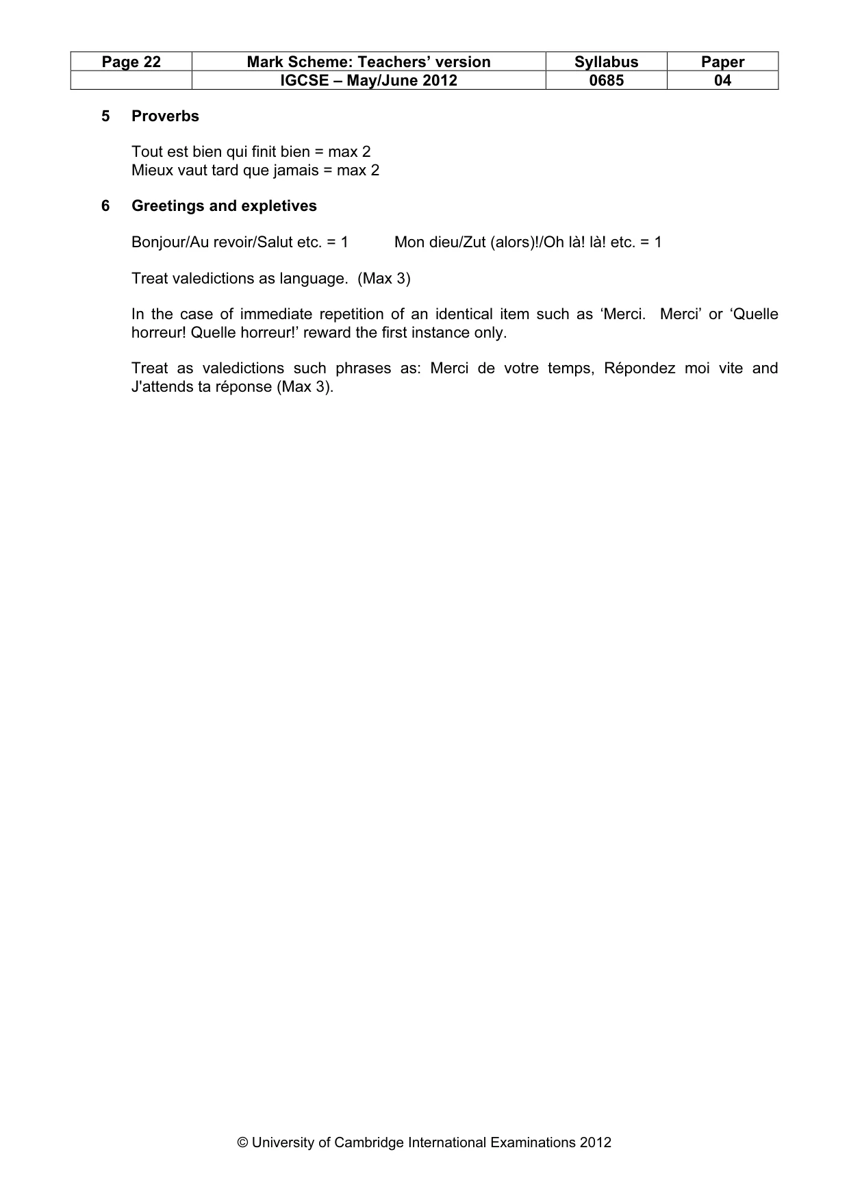 Mark scheme, page 22 of 23