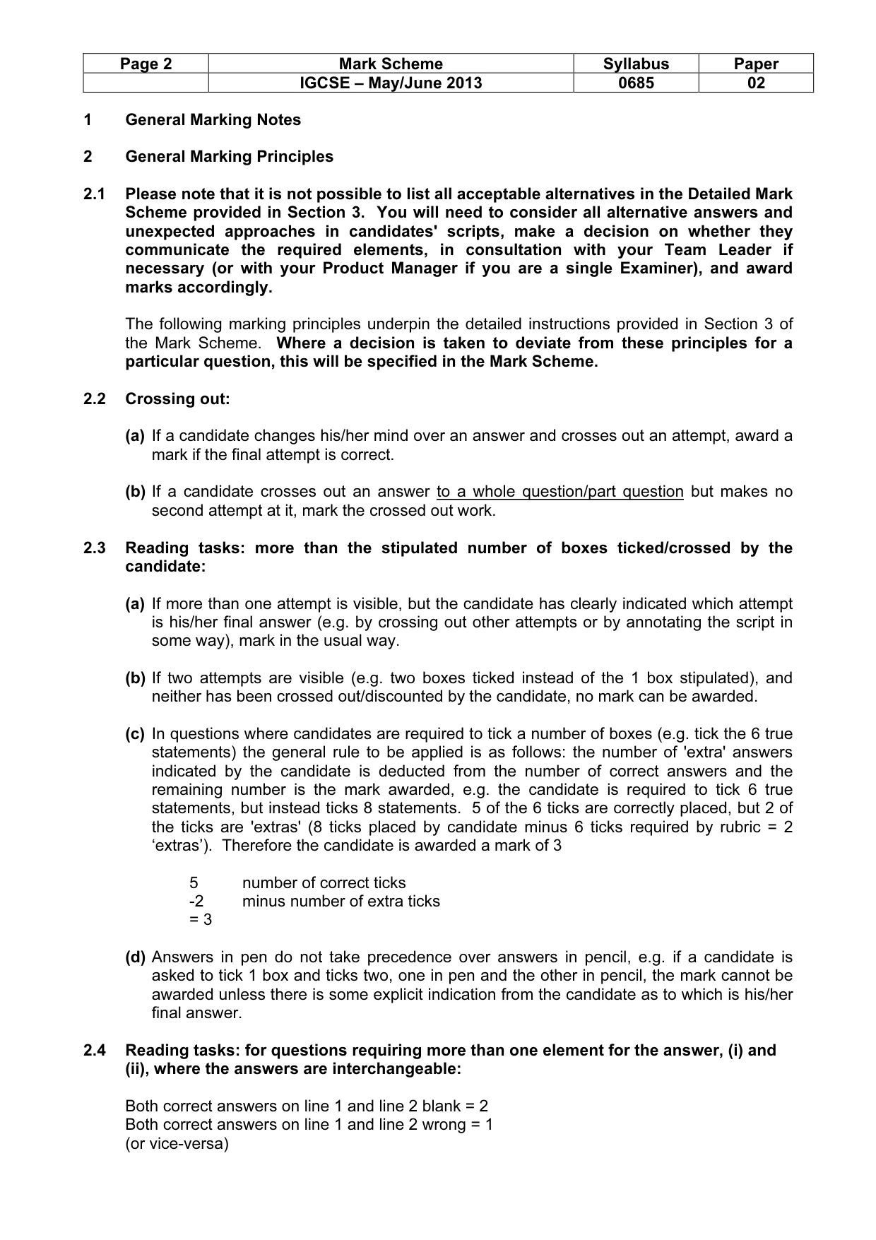 Mark scheme, page 2 of 19