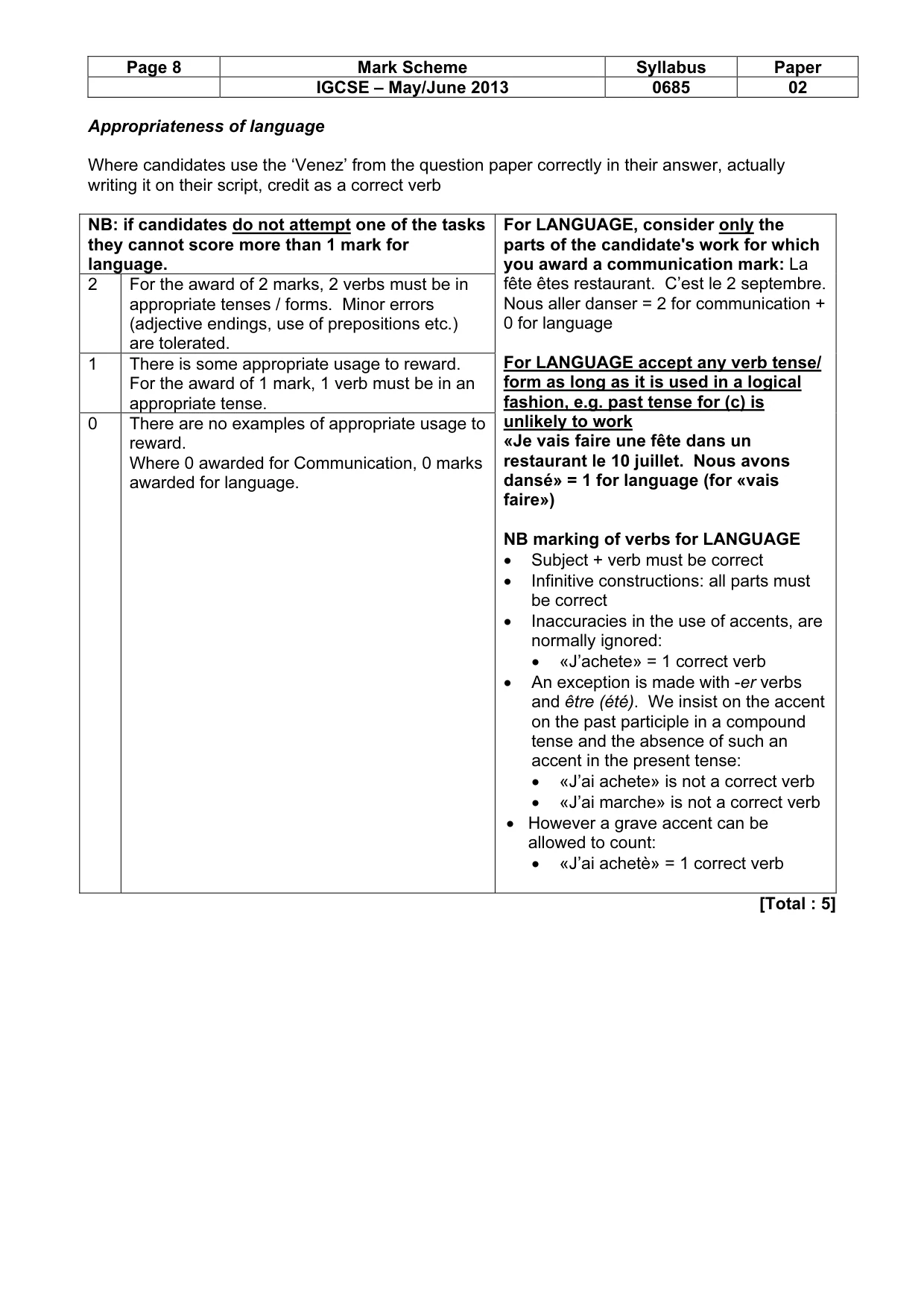 Mark scheme, page 8 of 19