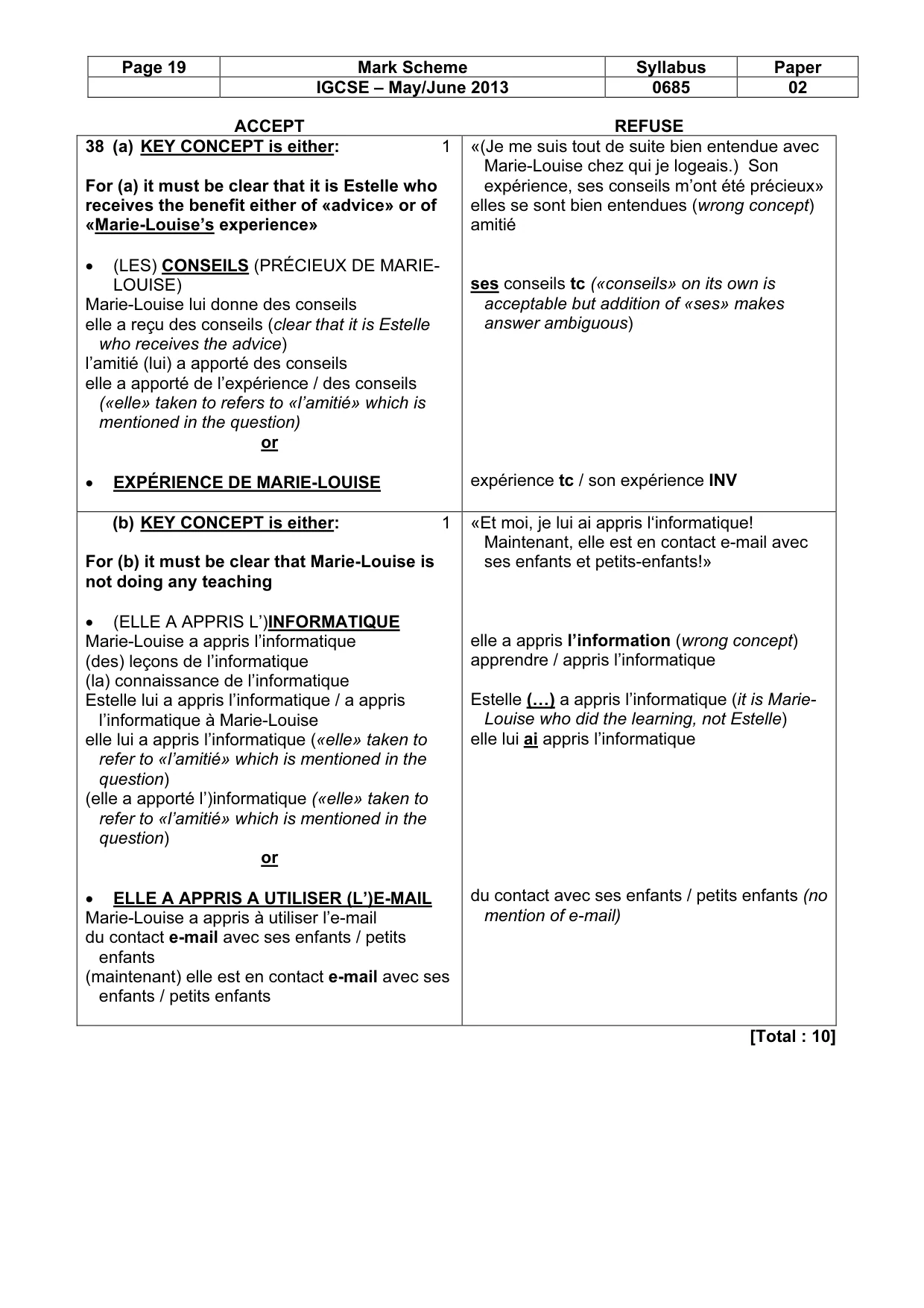 Mark scheme, page 19 of 19