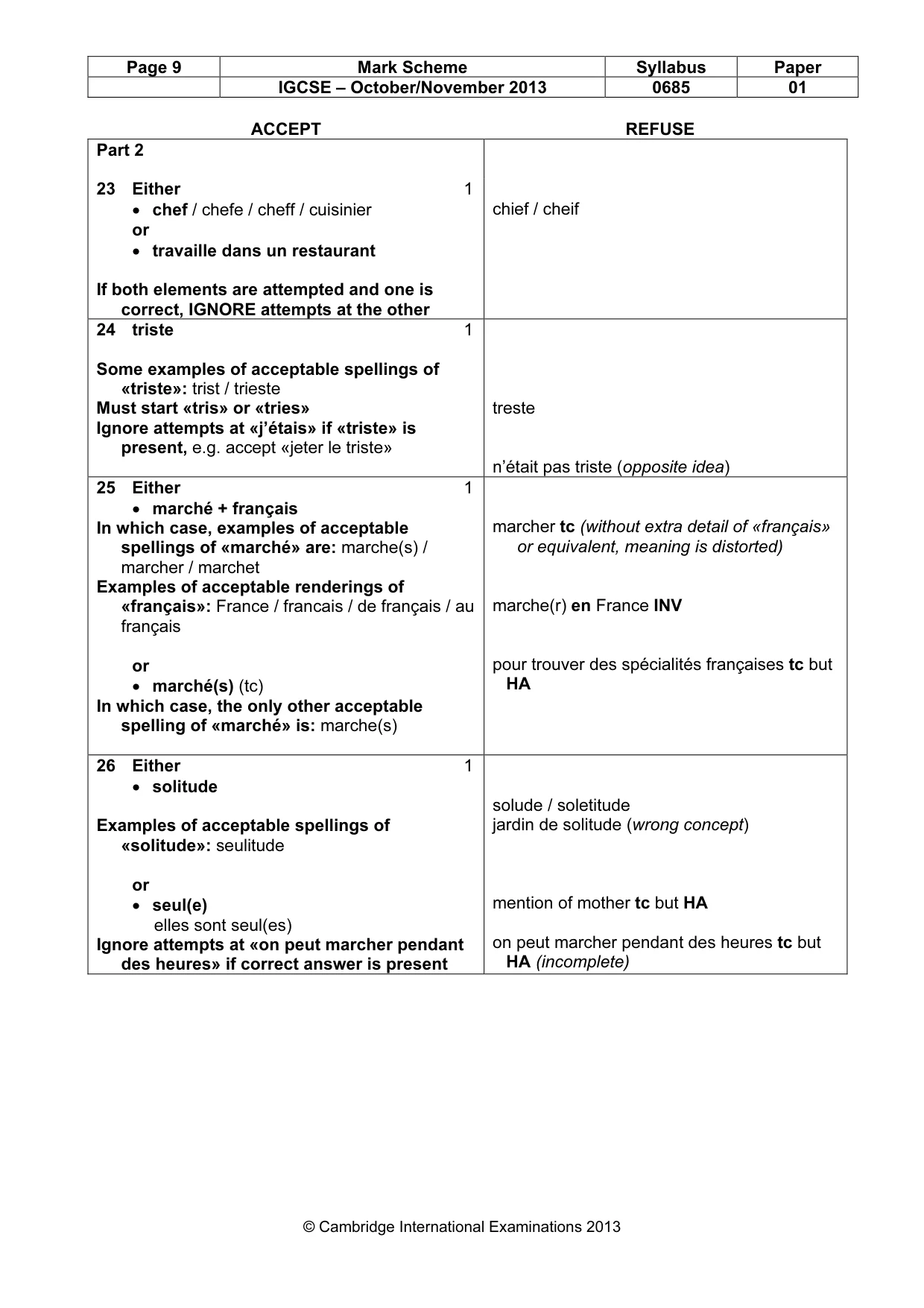 Mark scheme, page 9 of 14