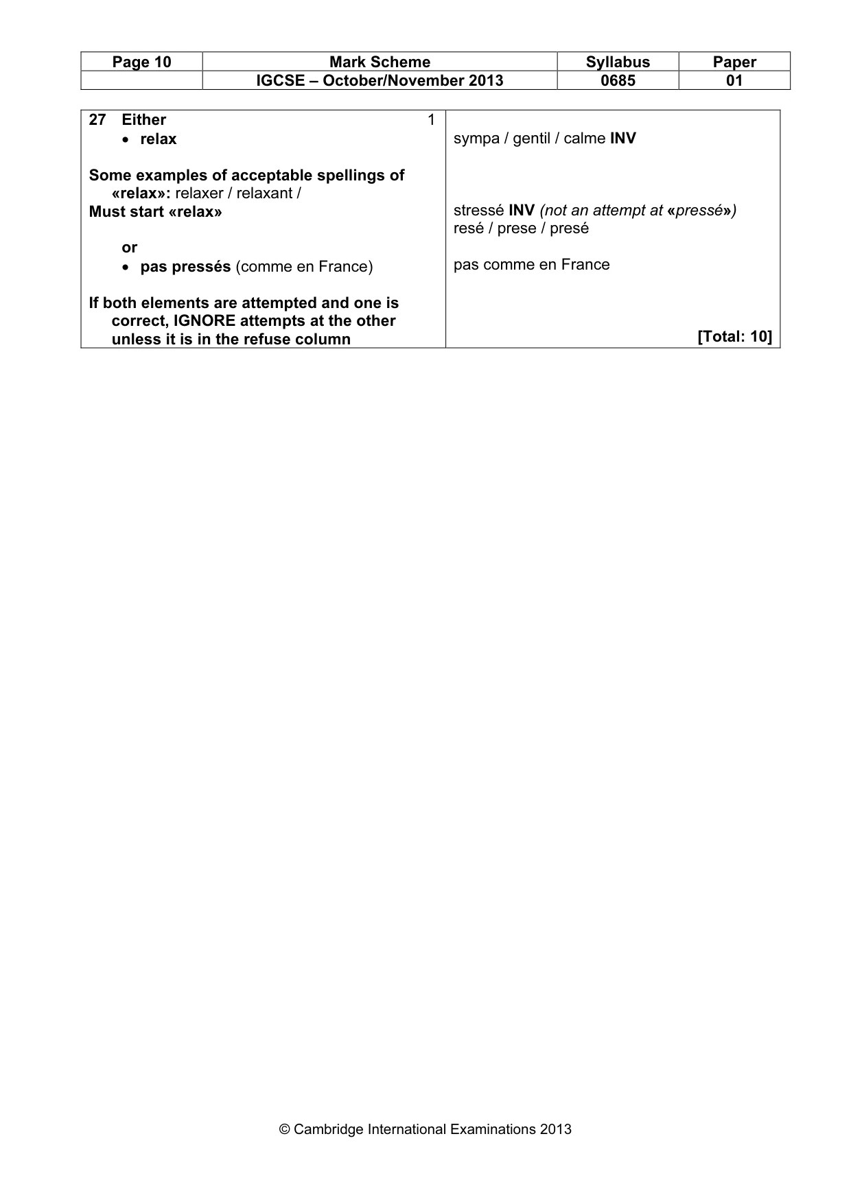 Mark scheme, page 10 of 14
