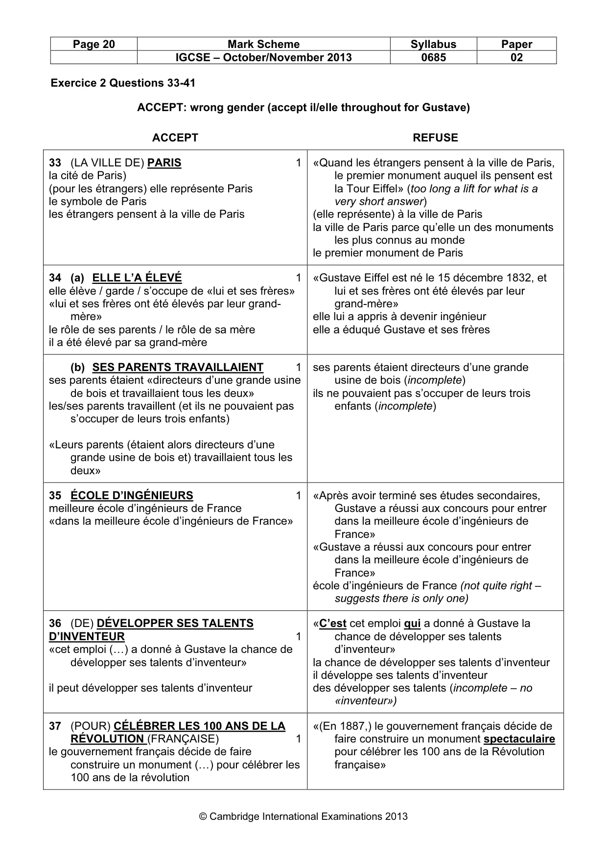 Mark scheme, page 20 of 21