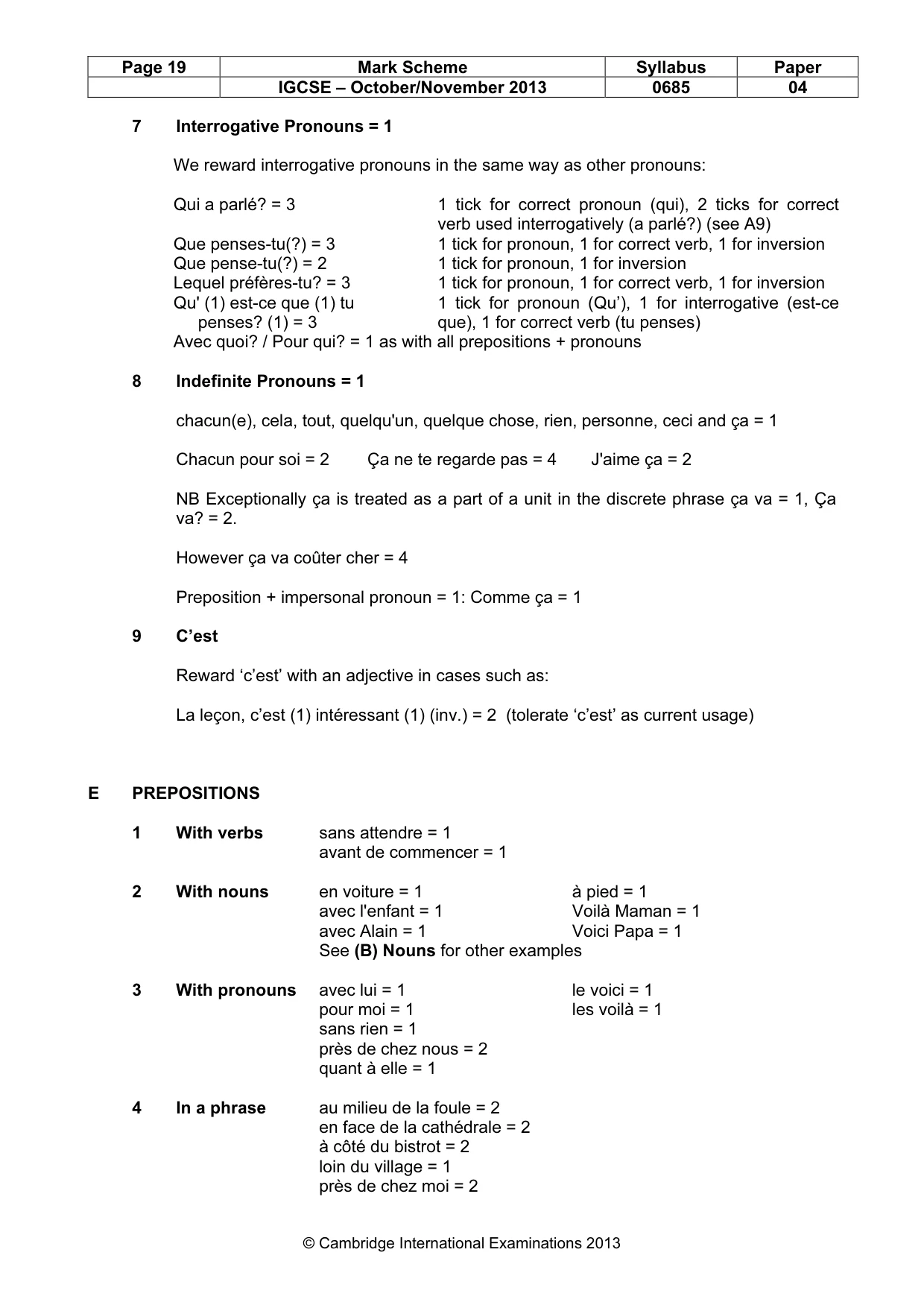 Mark scheme, page 19 of 23