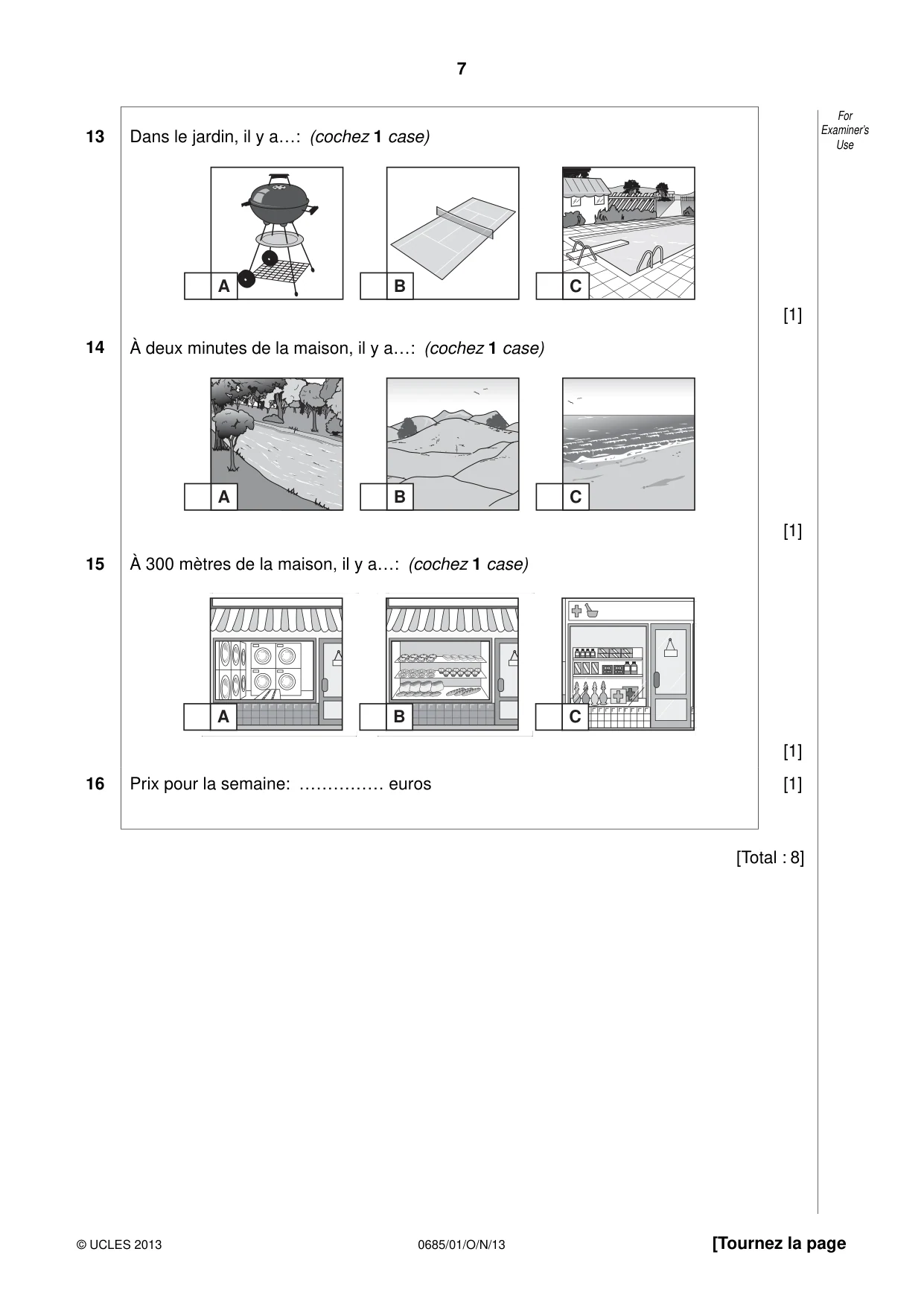 Cambridge IGCSE French - Foreign Language (UK) 0685 2013 Oct/Nov Paper 1 · Variant 1 question paper, page 7 of 12