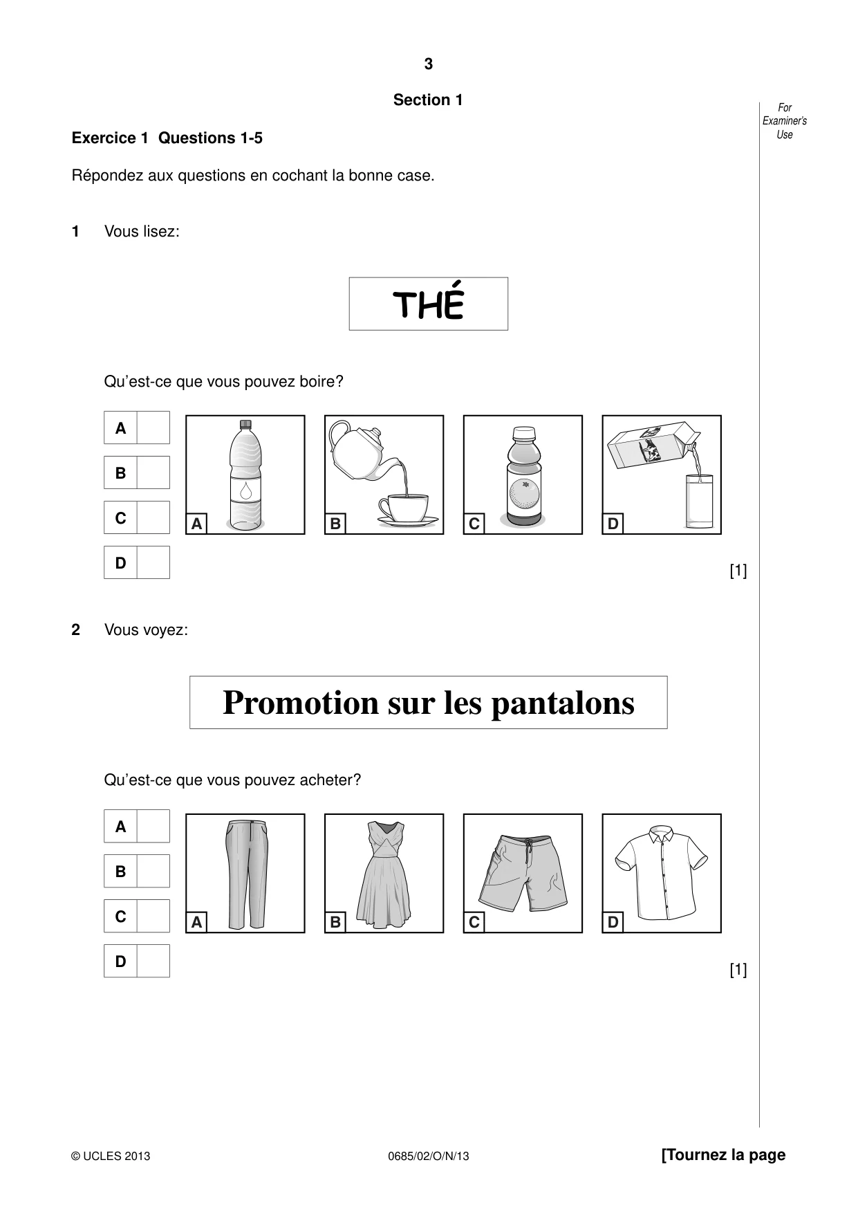 Cambridge IGCSE French - Foreign Language (UK) 0685 2013 Oct/Nov Paper 2 · Variant 1 question paper, page 3 of 20