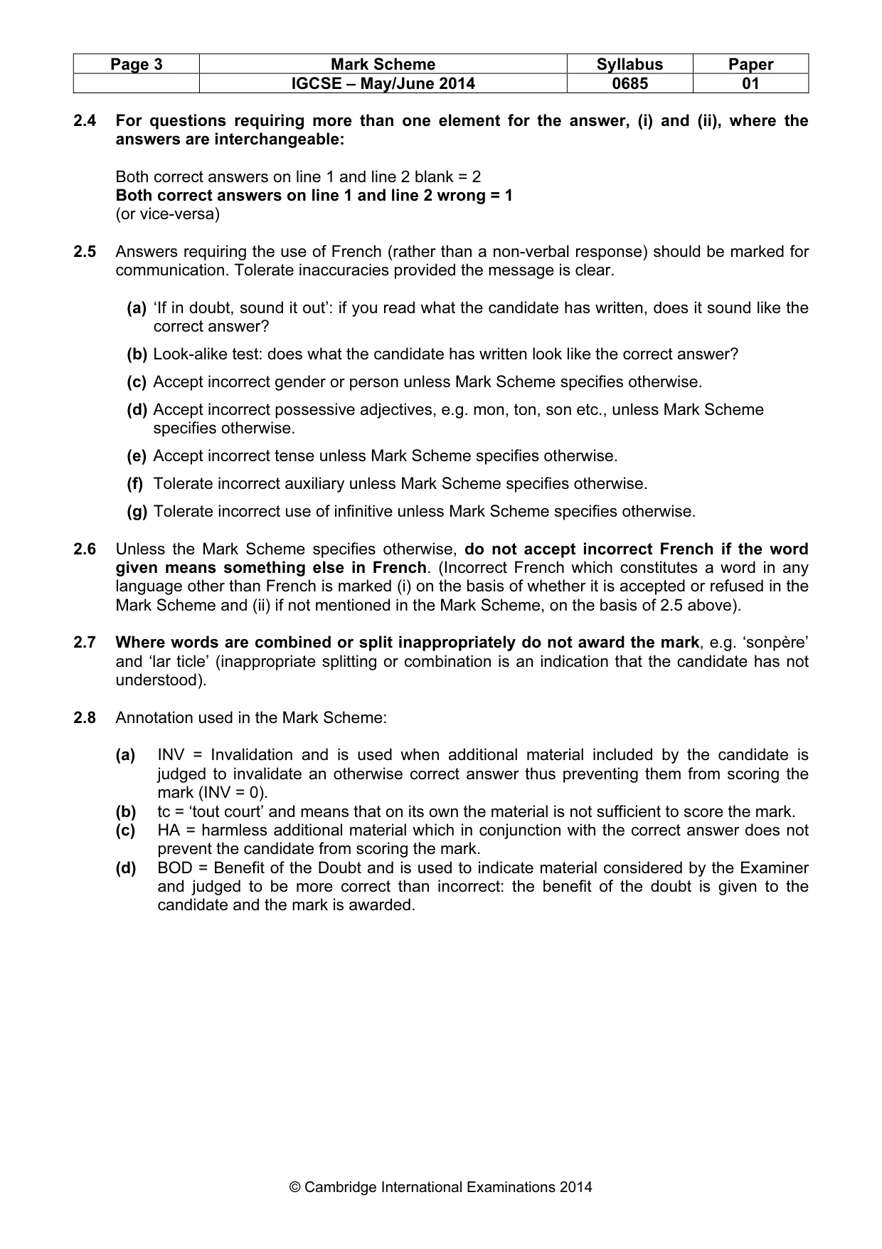 Mark scheme, page 3 of 14