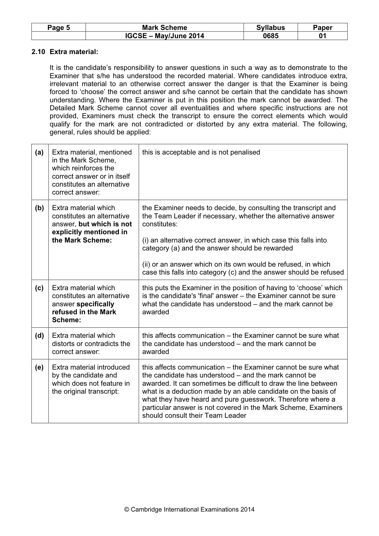 Mark scheme, page 5 of 14