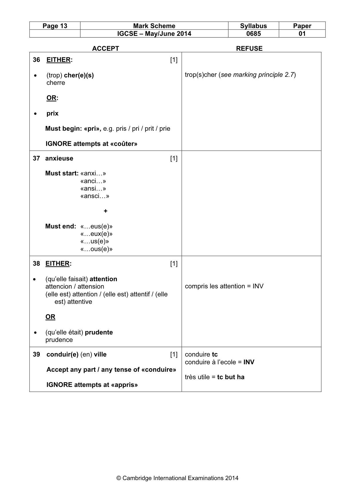 Mark scheme, page 13 of 14