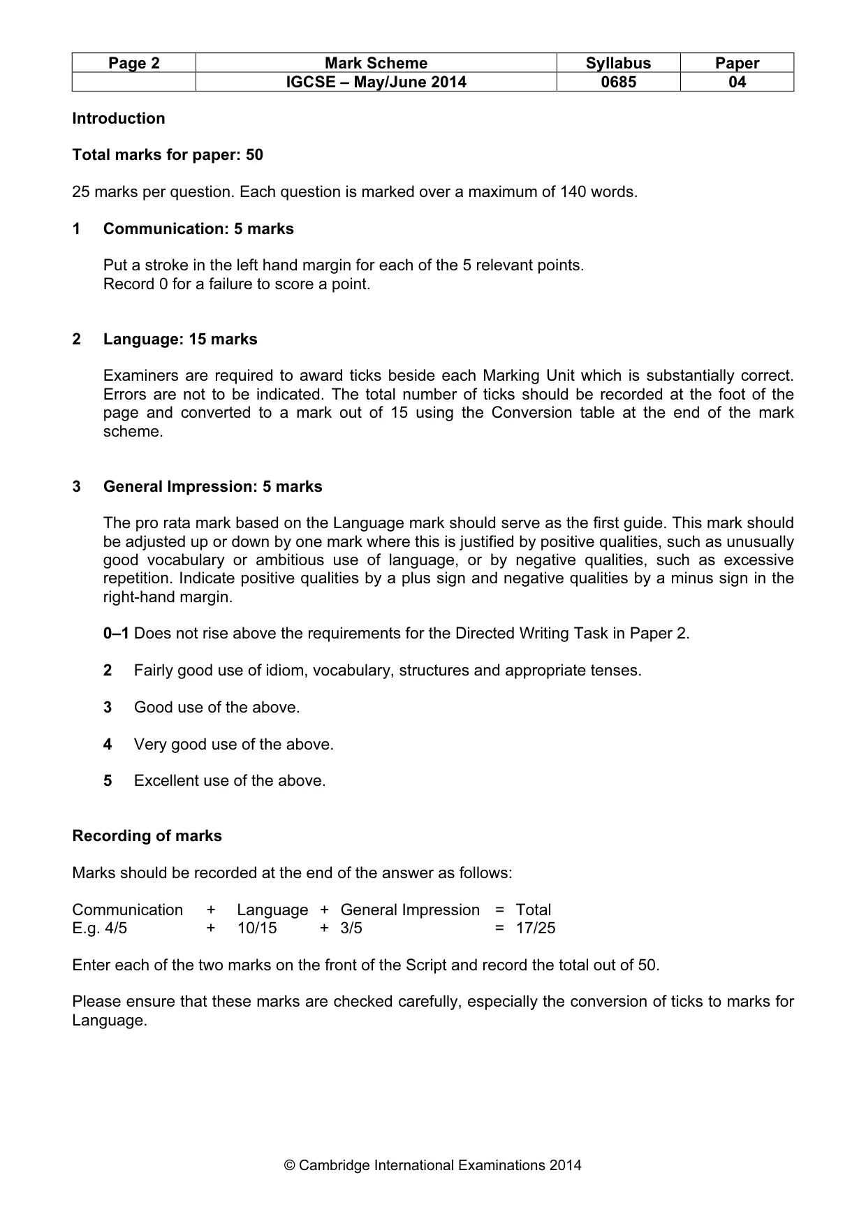 Mark scheme, page 2 of 25