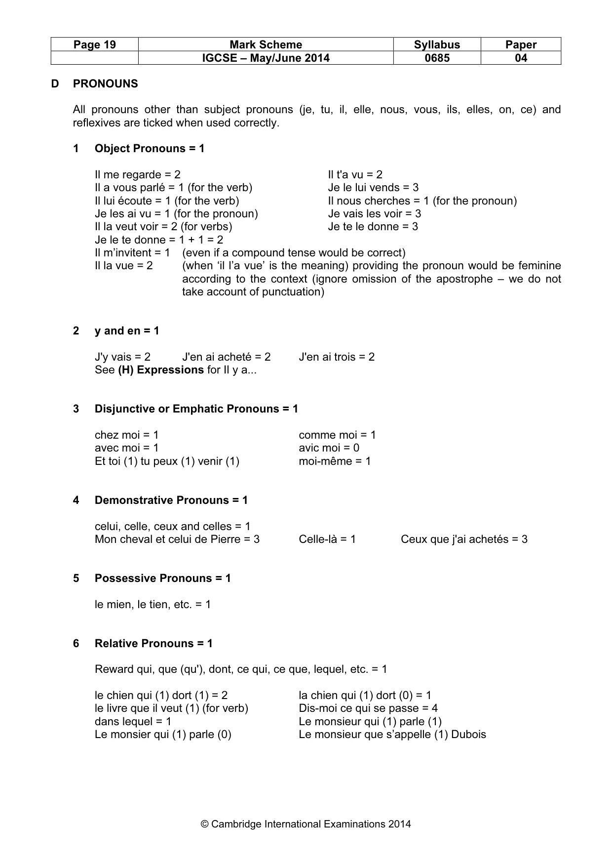 Mark scheme, page 19 of 25