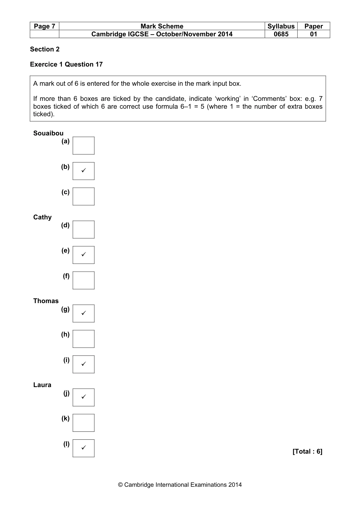 Mark scheme, page 7 of 13
