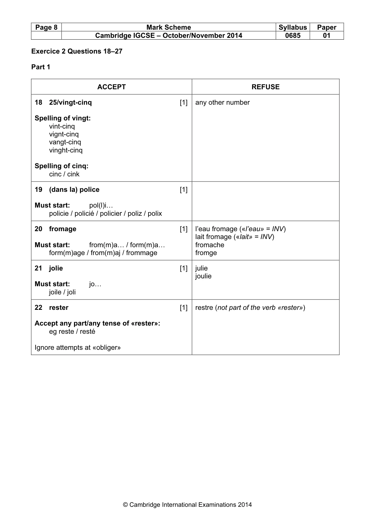 Mark scheme, page 8 of 13