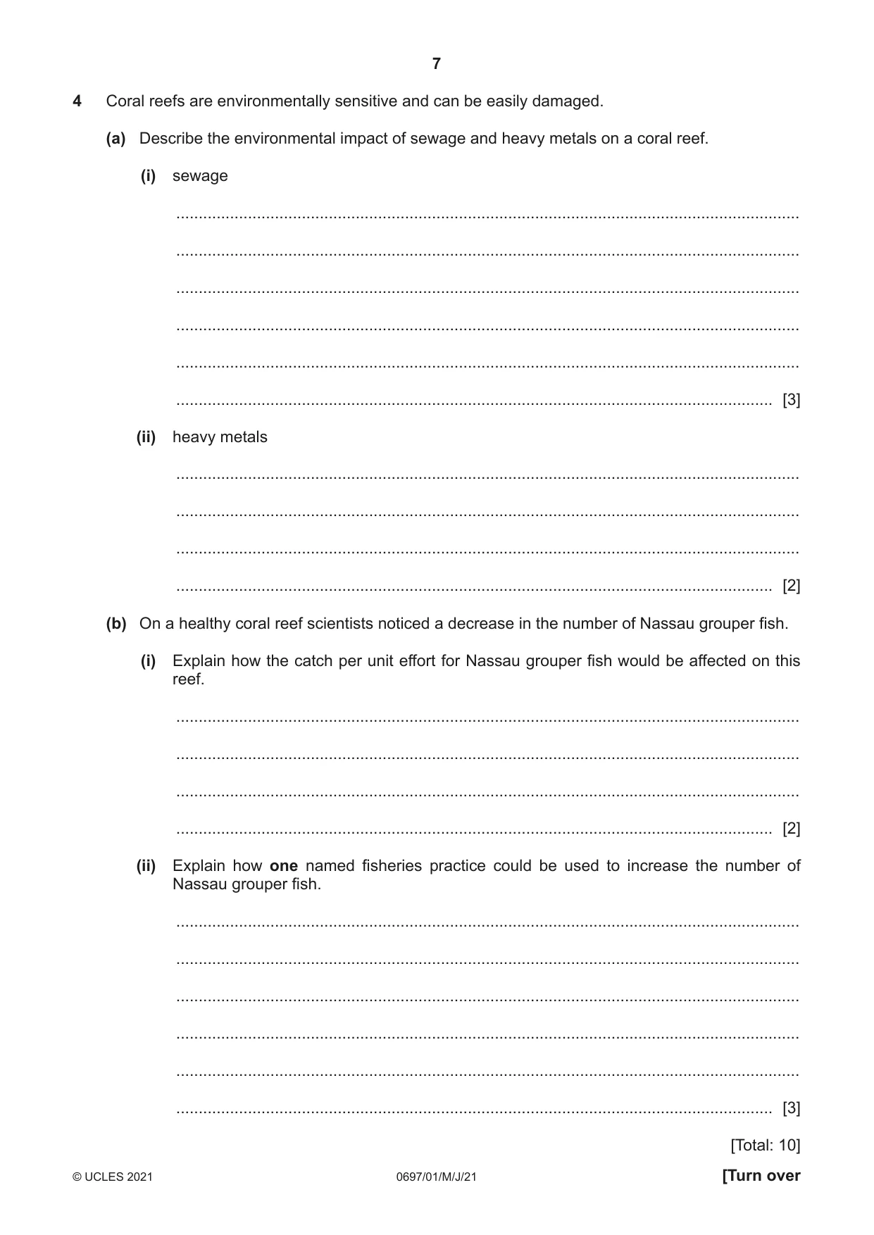 Cambridge IGCSE Marine Science (Maldives only) 0697 2021 May/June Paper 1 · Variant 0 question paper, page 7 of 16