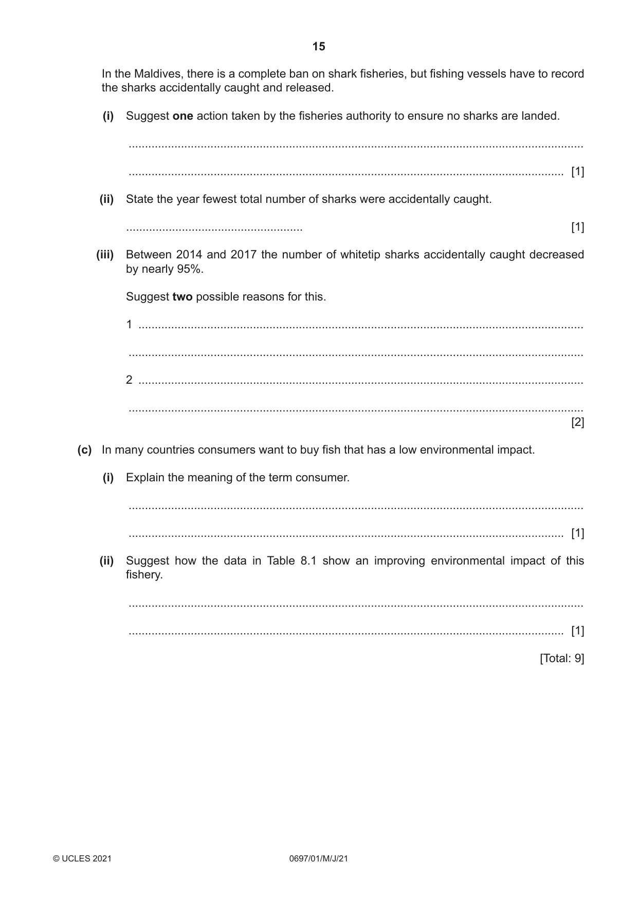 Cambridge IGCSE Marine Science (Maldives only) 0697 2021 May/June Paper 1 · Variant 0 question paper, page 15 of 16