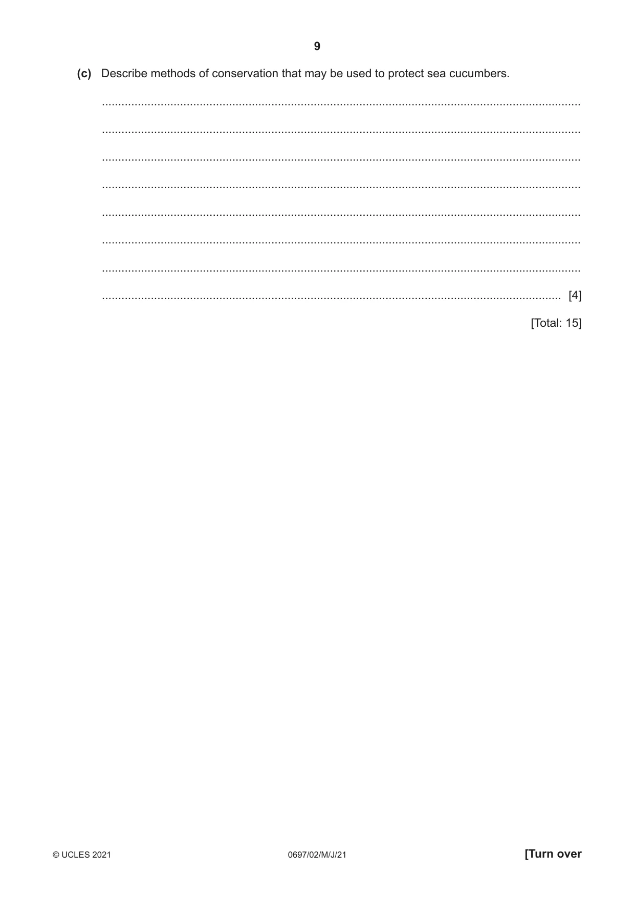 Cambridge IGCSE Marine Science (Maldives only) 0697 2021 May/June Paper 2 · Variant 0 question paper, page 9 of 12