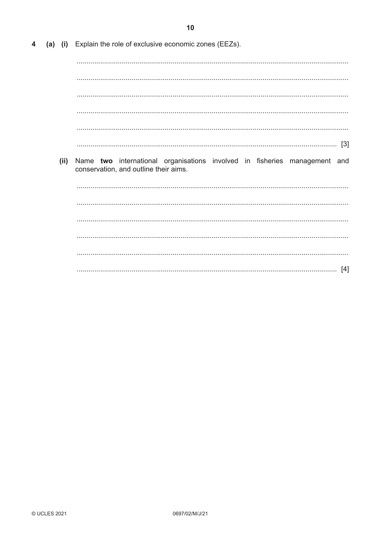 Cambridge IGCSE Marine Science (Maldives only) 0697 2021 May/June Paper 2 · Variant 0 question paper, page 10 of 12