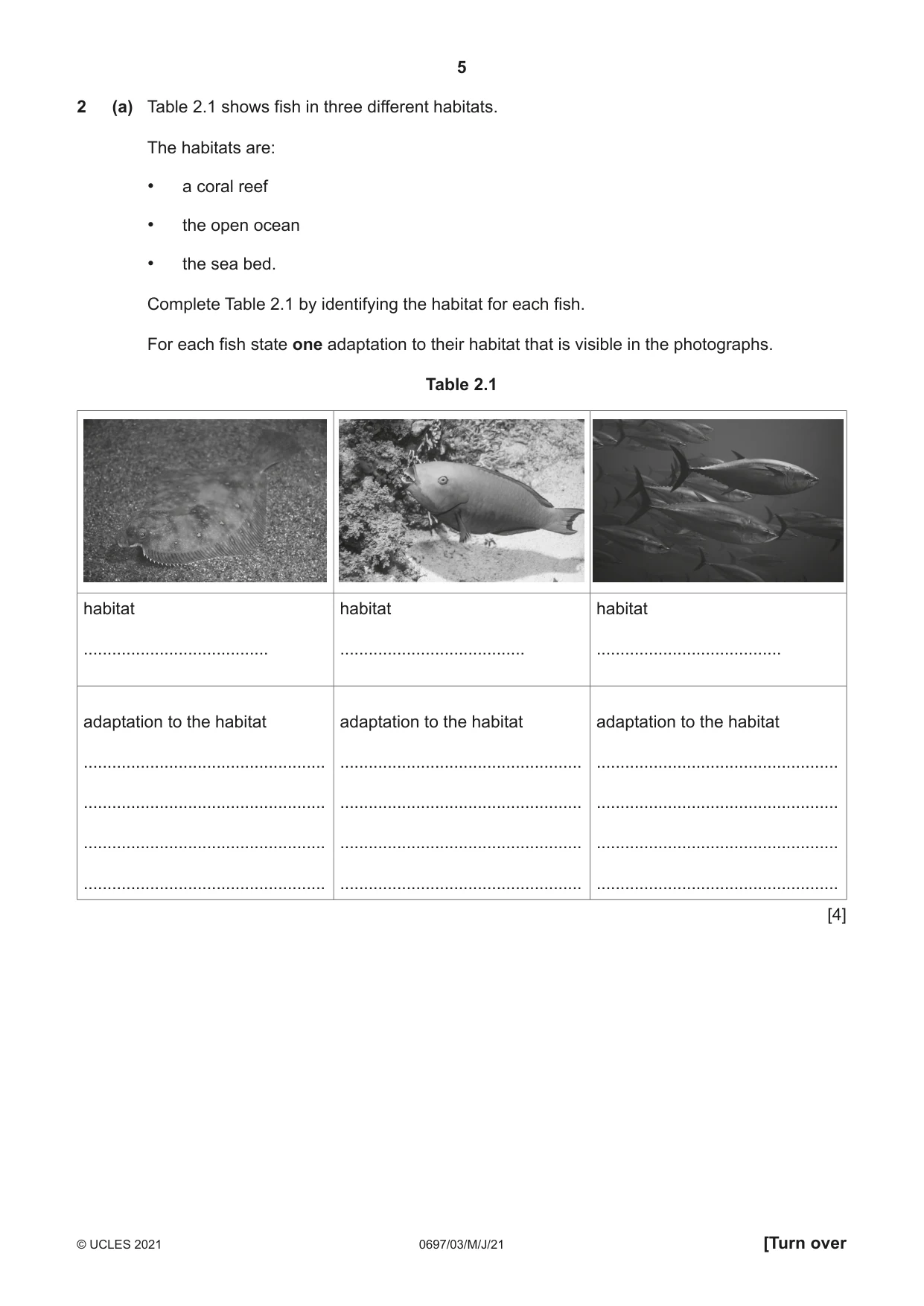 Cambridge IGCSE Marine Science (Maldives only) 0697 2021 May/June Paper 3 · Variant 0 question paper, page 5 of 16