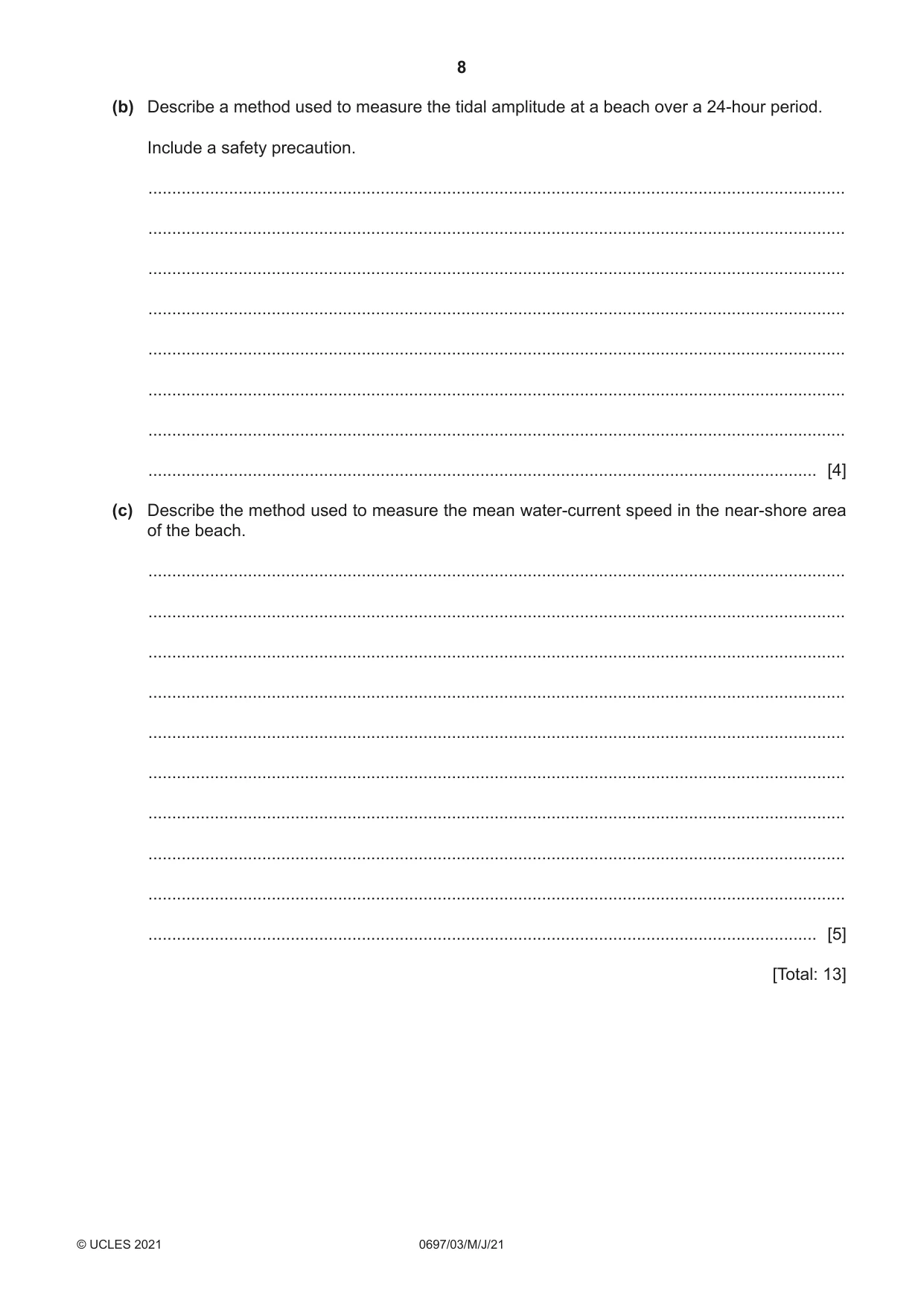 Cambridge IGCSE Marine Science (Maldives only) 0697 2021 May/June Paper 3 · Variant 0 question paper, page 8 of 16
