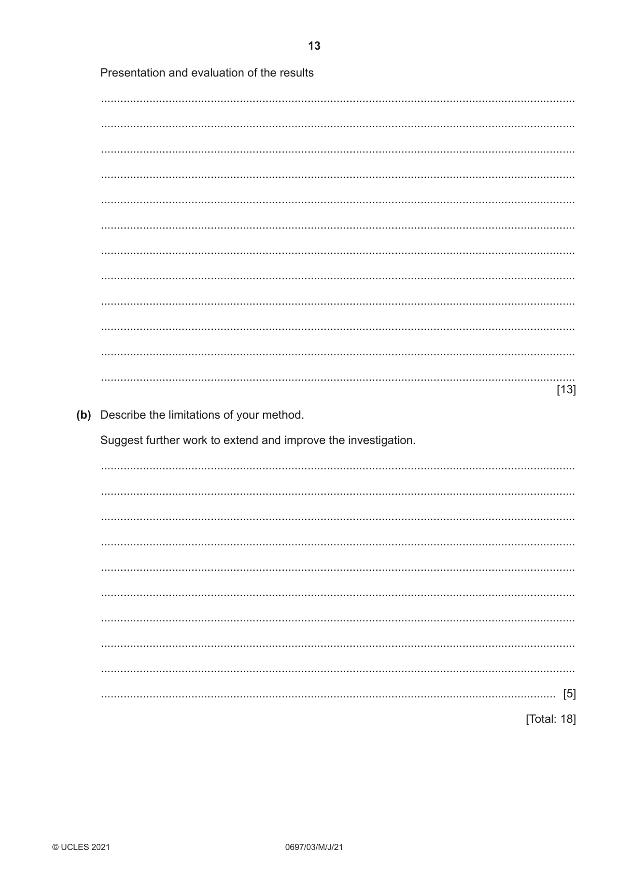 Cambridge IGCSE Marine Science (Maldives only) 0697 2021 May/June Paper 3 · Variant 0 question paper, page 13 of 16