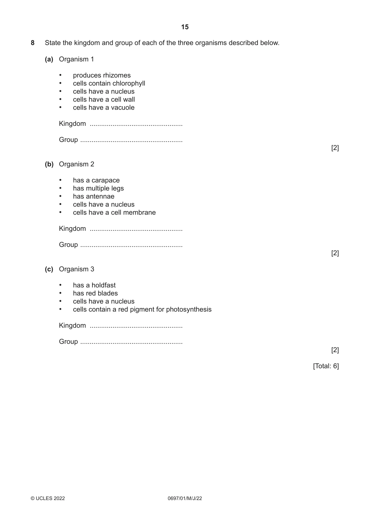 Cambridge IGCSE Marine Science (Maldives only) 0697 2022 May/June Paper 1 · Variant 0 question paper, page 15 of 16