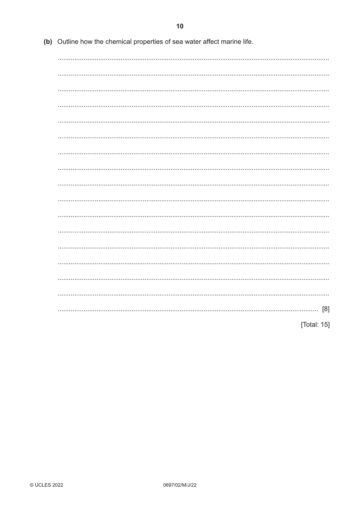 Cambridge IGCSE Marine Science (Maldives only) 0697 2022 May/June Paper 2 · Variant 0 question paper, page 10 of 12