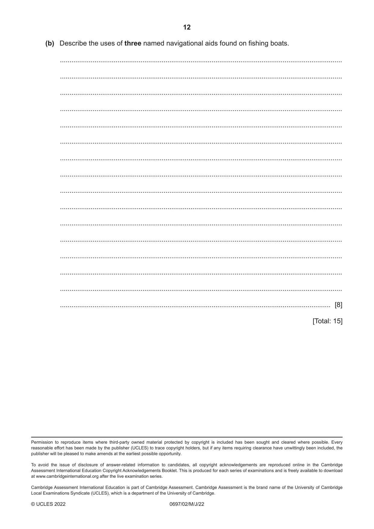 Cambridge IGCSE Marine Science (Maldives only) 0697 2022 May/June Paper 2 · Variant 0 question paper, page 12 of 12