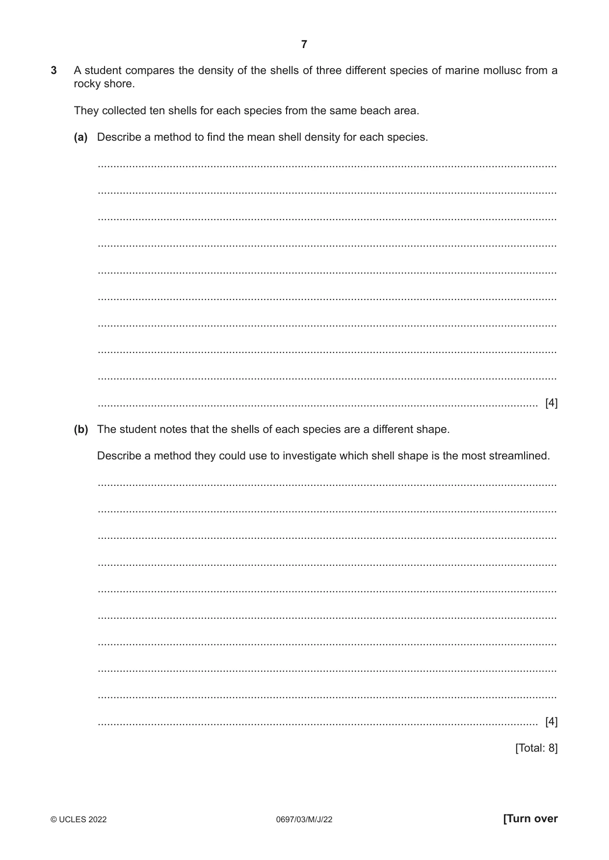 Cambridge IGCSE Marine Science (Maldives only) 0697 2022 May/June Paper 3 · Variant 0 question paper, page 7 of 12