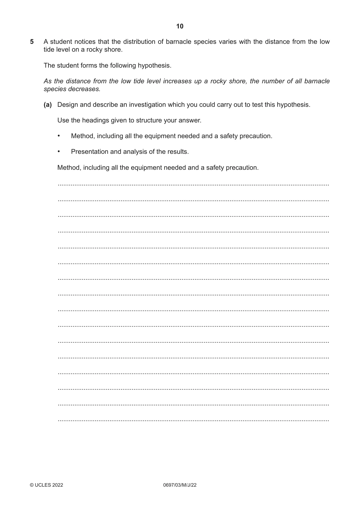 Cambridge IGCSE Marine Science (Maldives only) 0697 2022 May/June Paper 3 · Variant 0 question paper, page 10 of 12