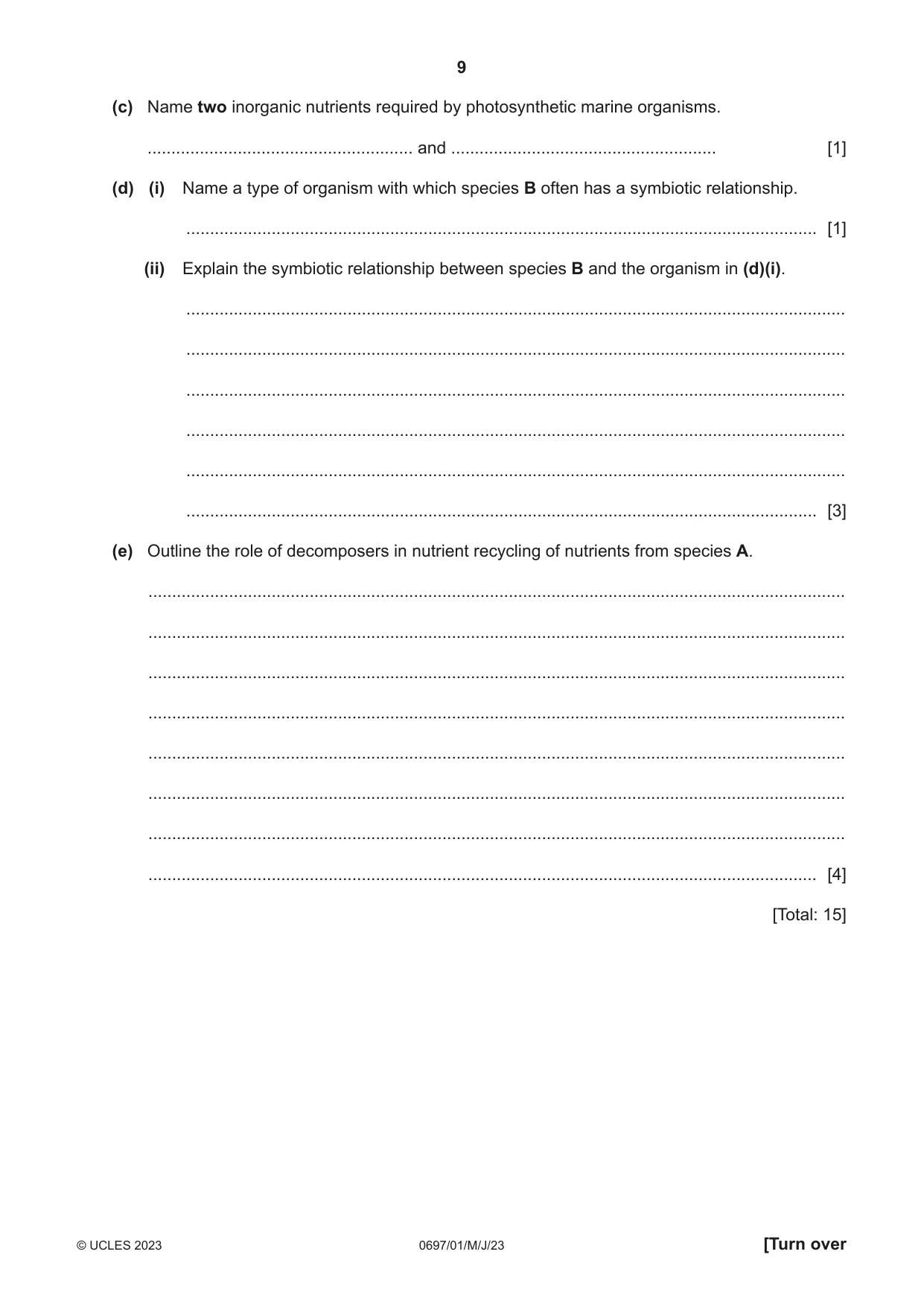 Cambridge IGCSE Marine Science (Maldives only) 0697 2023 May/June Paper 1 · Variant 0 question paper, page 9 of 16