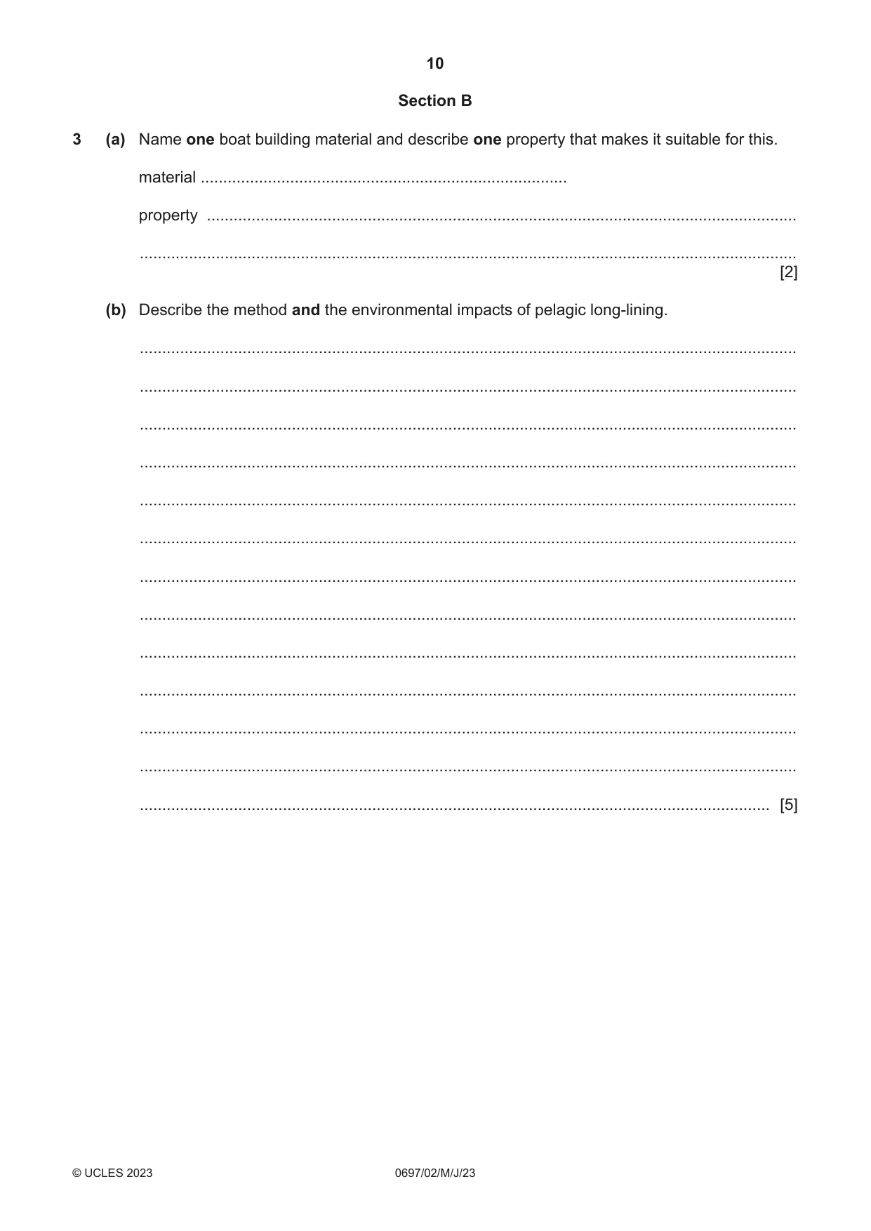 Cambridge IGCSE Marine Science (Maldives only) 0697 2023 May/June Paper 2 · Variant 0 question paper, page 10 of 16
