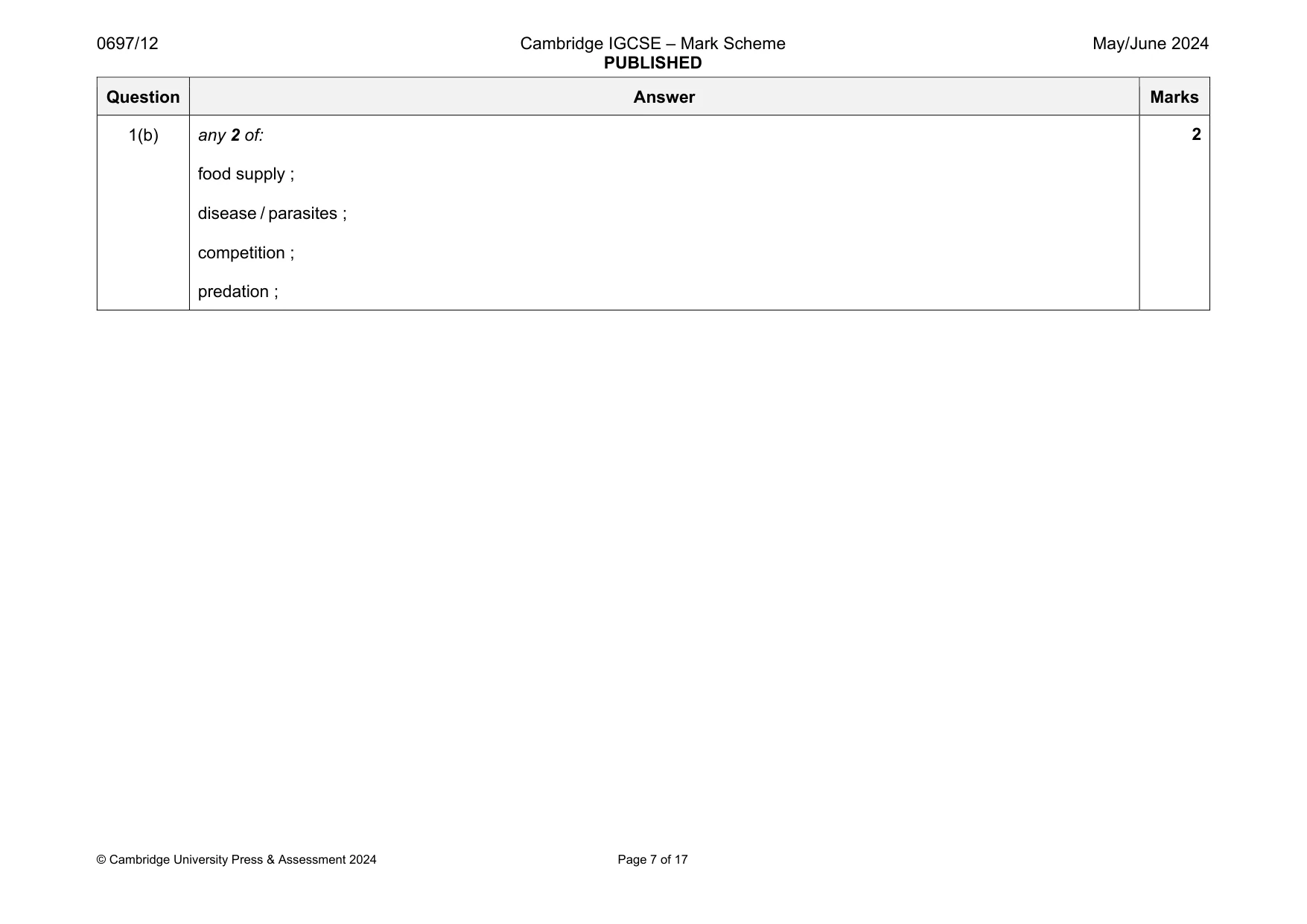 Mark scheme, page 7 of 17