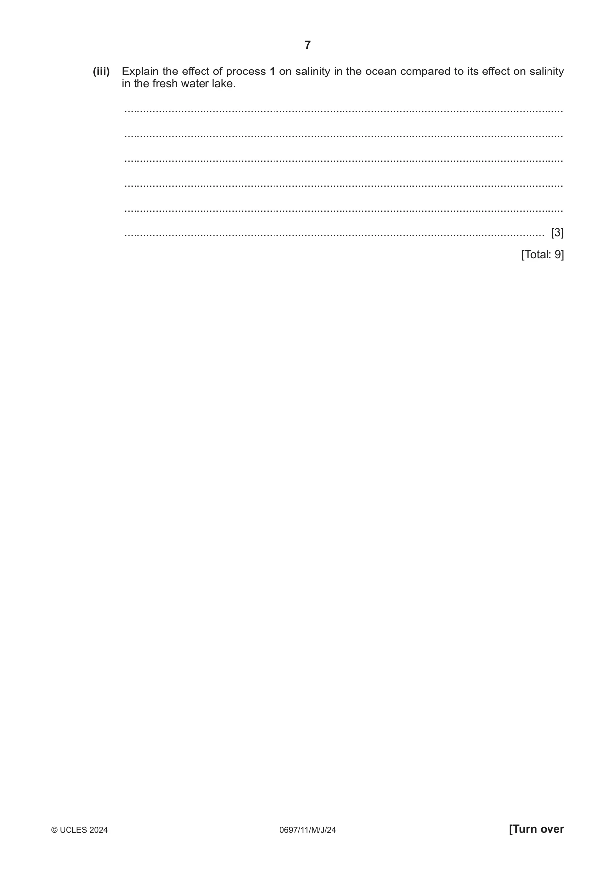 Cambridge IGCSE Marine Science (Maldives only) 0697 2024 May/June Paper 1 · Variant 1 question paper, page 7 of 20